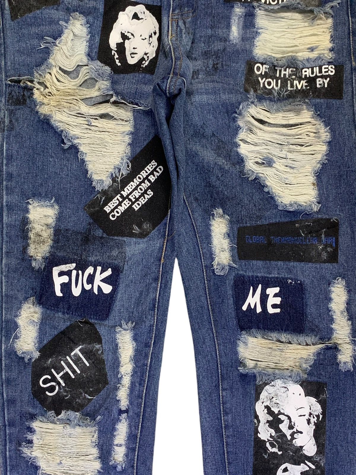 Seditionaries Vintage Japanese Brand Distressed Punk Printed Jeans Size 32" / US 10 / IT 46 - 5 Thumbnail