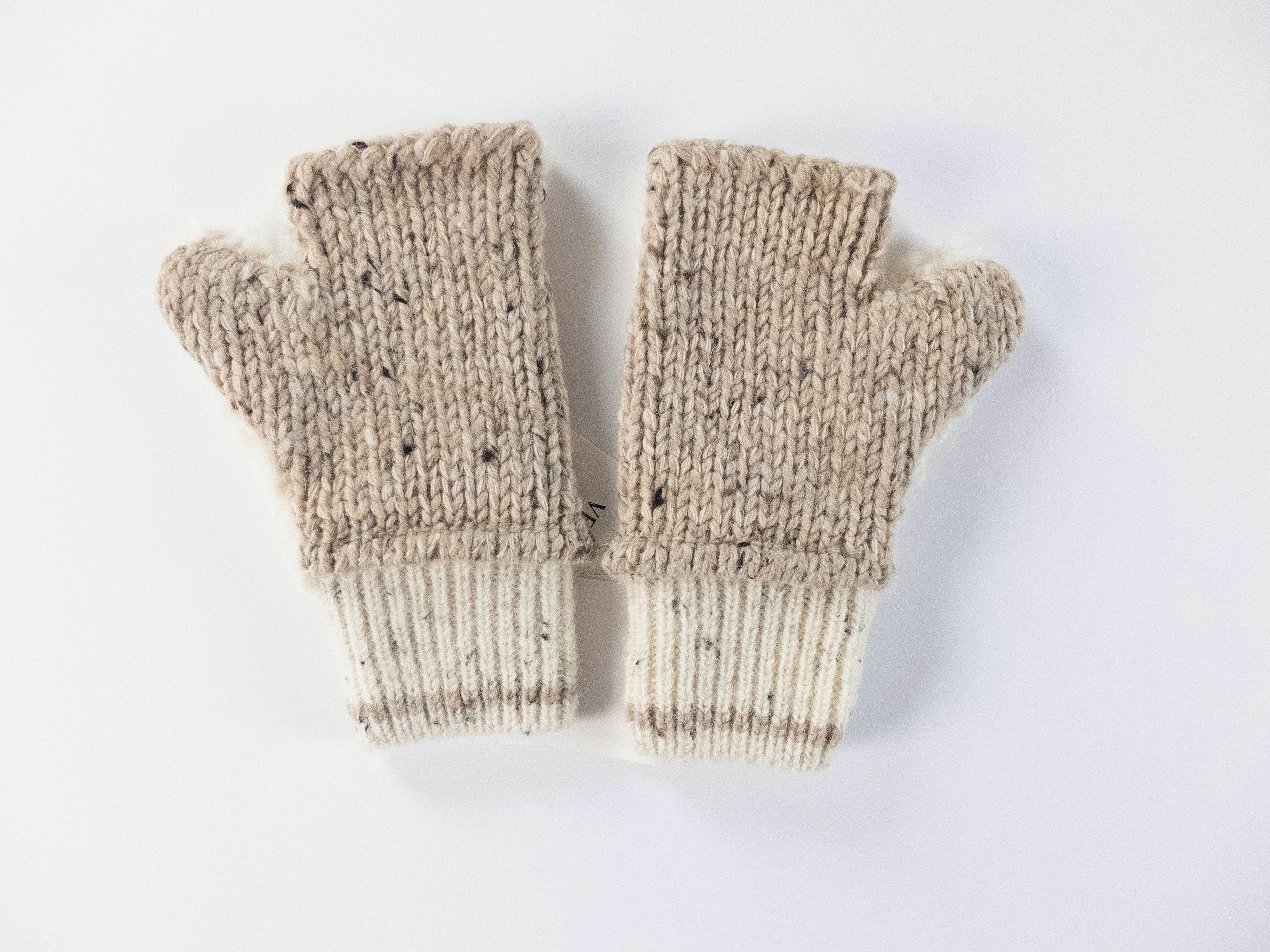 BOTTEGA VENETA beige Shearling & wool mittens gloves q