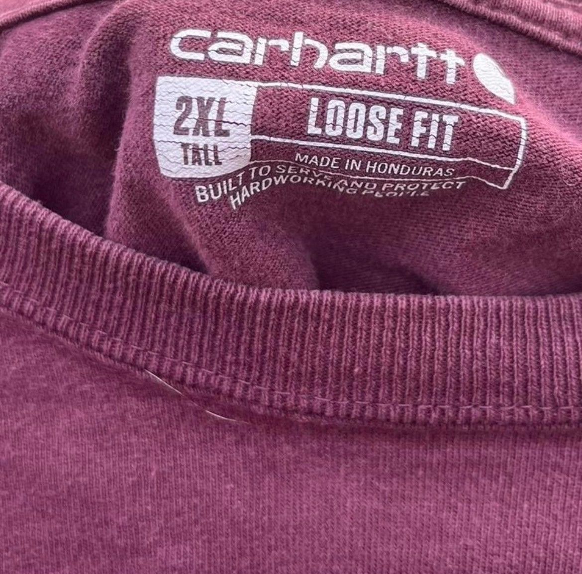 Carhartt Vintage Faded Carhartt K87 Pocket Tee Burgundy / Port L Size US XXL / EU 58 / 5 - 6 Thumbnail