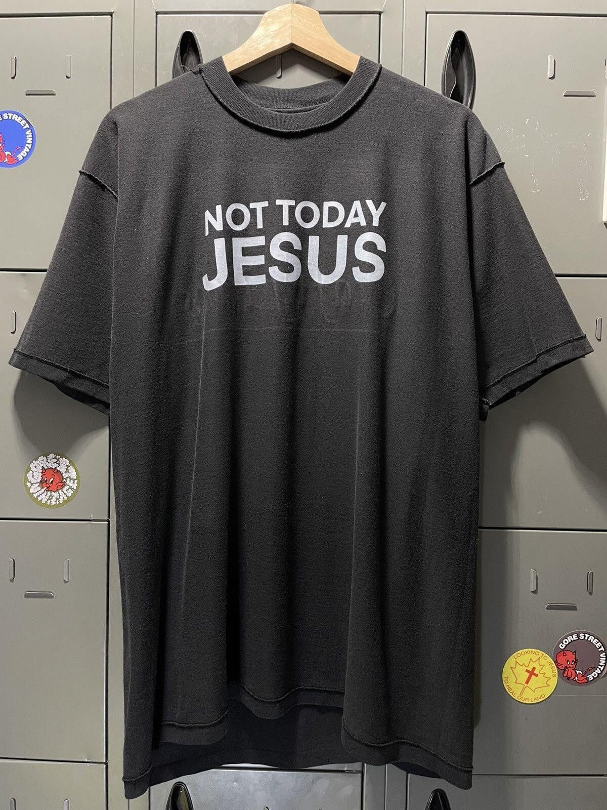 Vintage 1990 faded inside out not today Jesus text goth emo metal Size US XL / EU 56 / 4 - 1 Thumbnail
