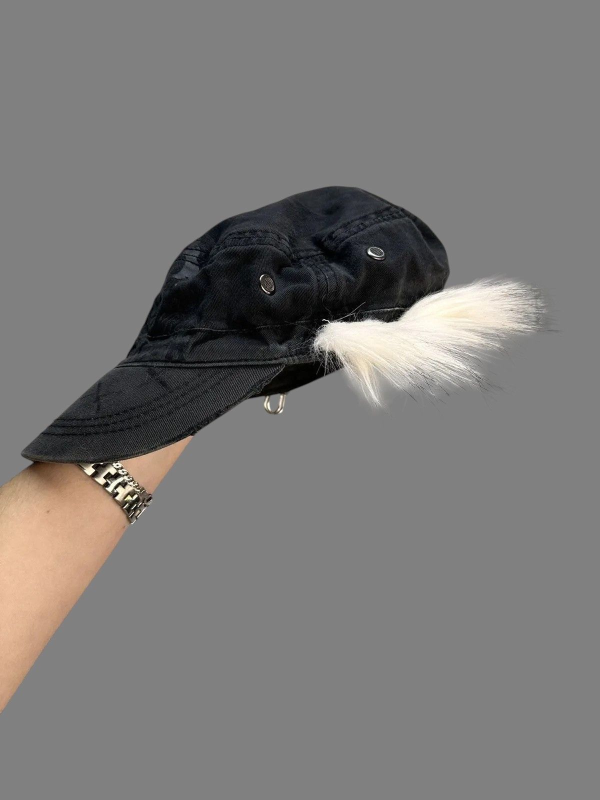 If Six Was Nine Retro Black Gothic Cap Military Design Vintage Y2K Size ONE SIZE - 11 Thumbnail