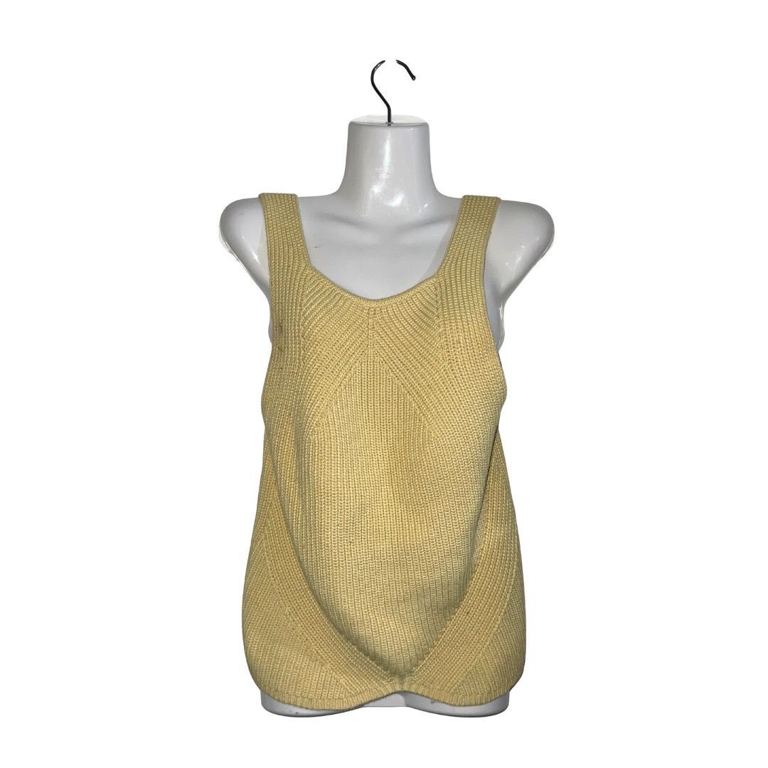 Express Butter Yellow Chunky Knit Sleeveless Sweater Top Small Boho Size S / US 4 / IT 40 - 1 Thumbnail