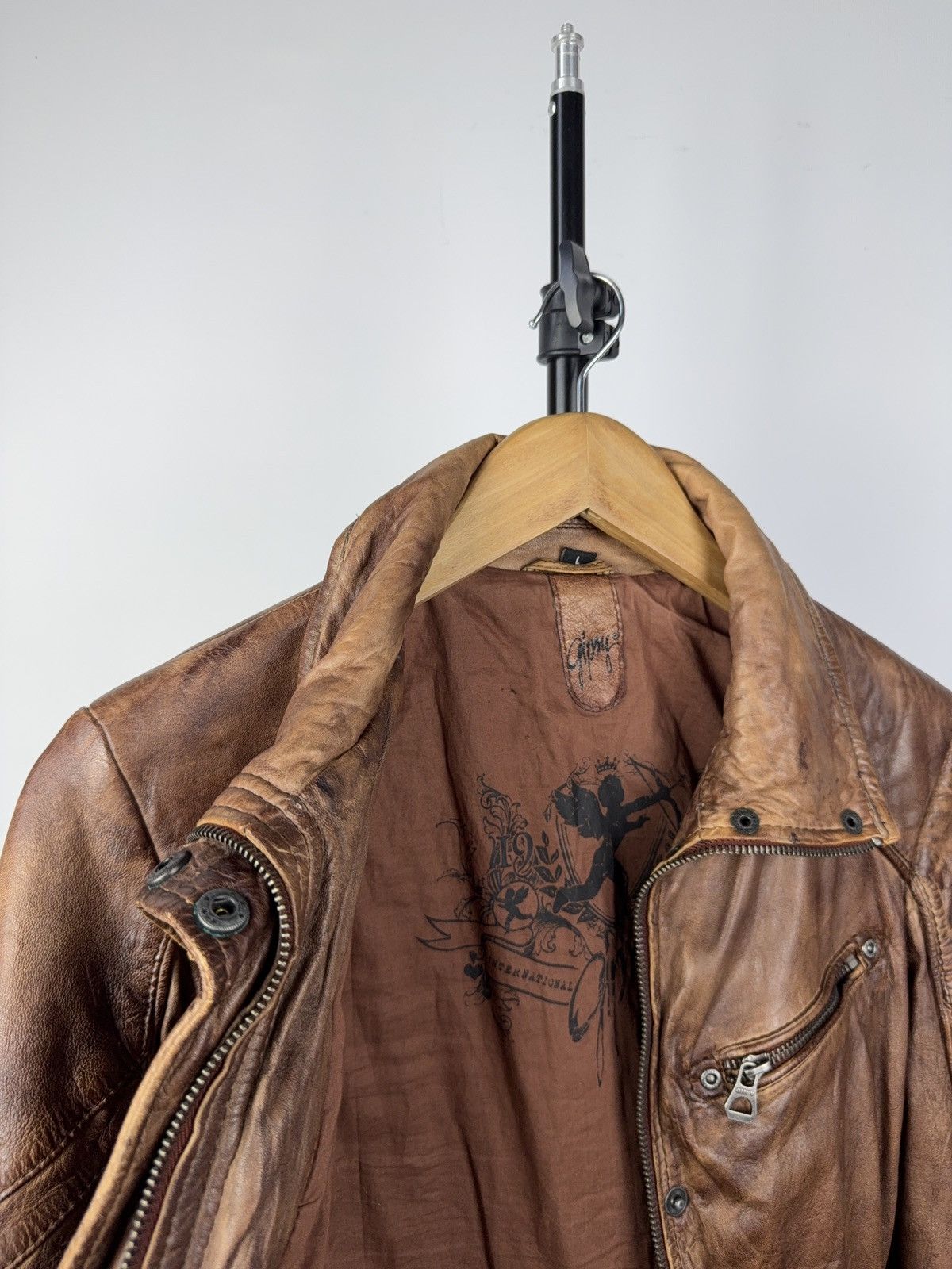 Vintage Gipsy Vintage Faded Biker Jacket Faux Leather Moto 90s Size L / US 10 / IT 46 - 6 Thumbnail
