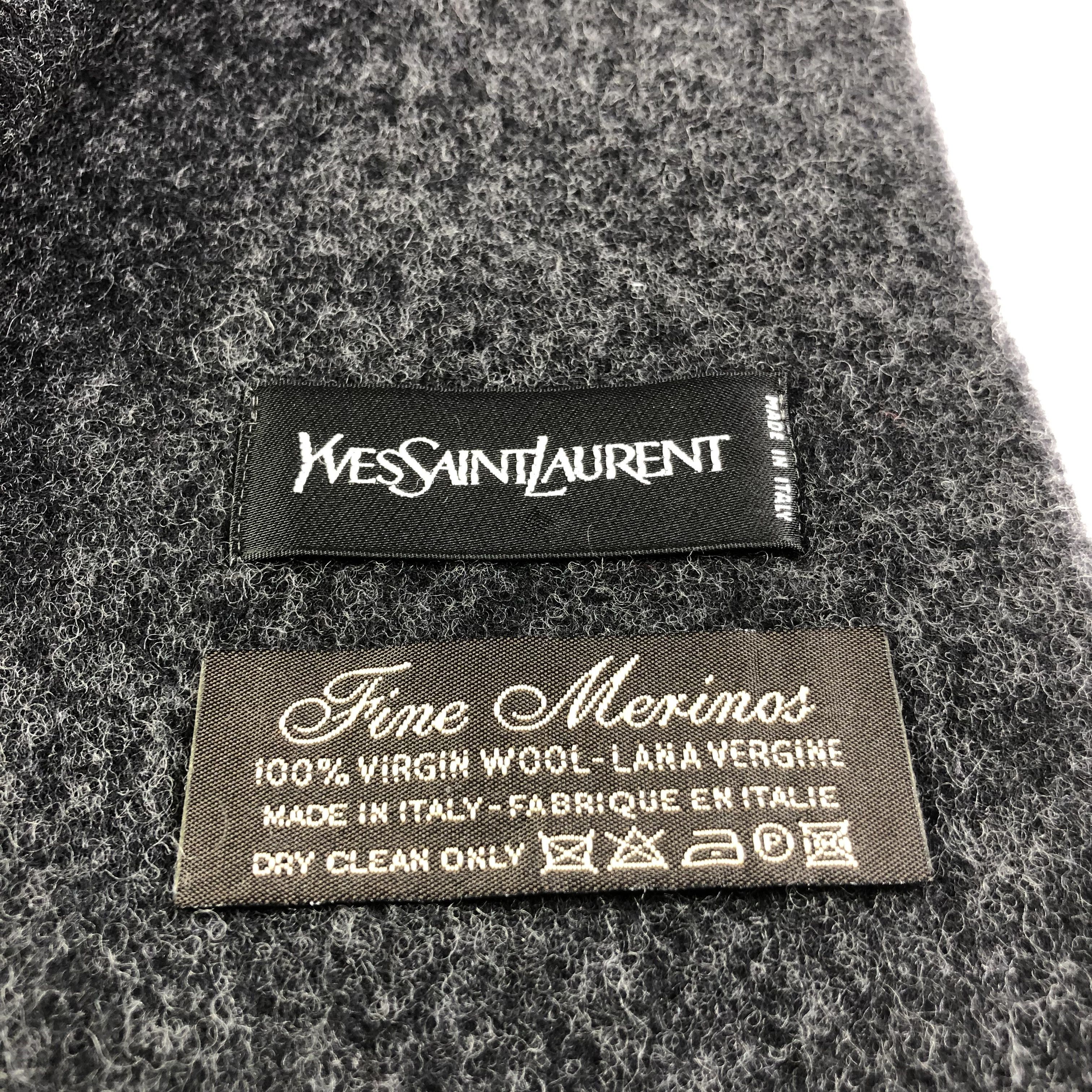 Yves Saint Laurent YSL Plain Grey Merino Scarf Muffler V1499 Size ONE SIZE - 5 Thumbnail