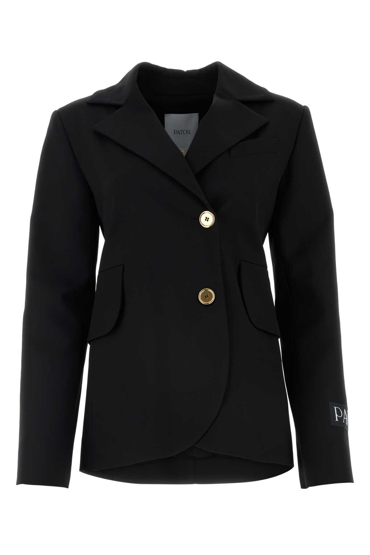 image of Patou Black Stretch Wool Blazer, Women's (Size XS)