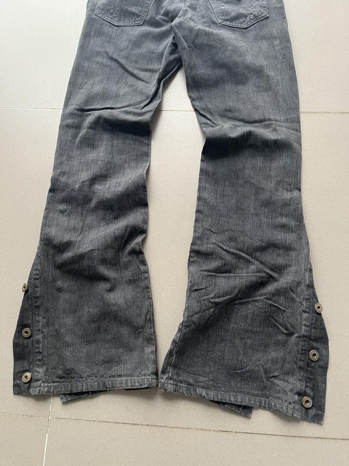 If Six Was Nine JAPANESE MORGAN HOMME FLARE BUTTON BLACK WASHED JEANS PUNK Size US 30 / EU 46 - 7 Thumbnail