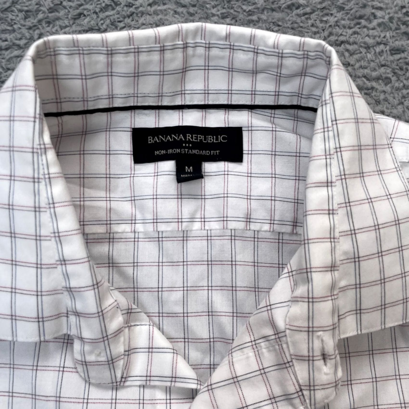 Banana Republic VINTAGE Banana Republic Shirt Mens Medium White Plaid Non Iron Standard Fit Button Up Size US M / EU 48-50 / 2 - 3 Thumbnail