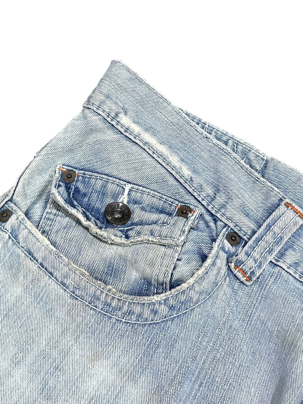 Edwin FYE🔥EDWIN 401XV Grunge Dirty Mudwash Off-Blue Flare Denim Size US 34 / EU 50 - 10 Thumbnail