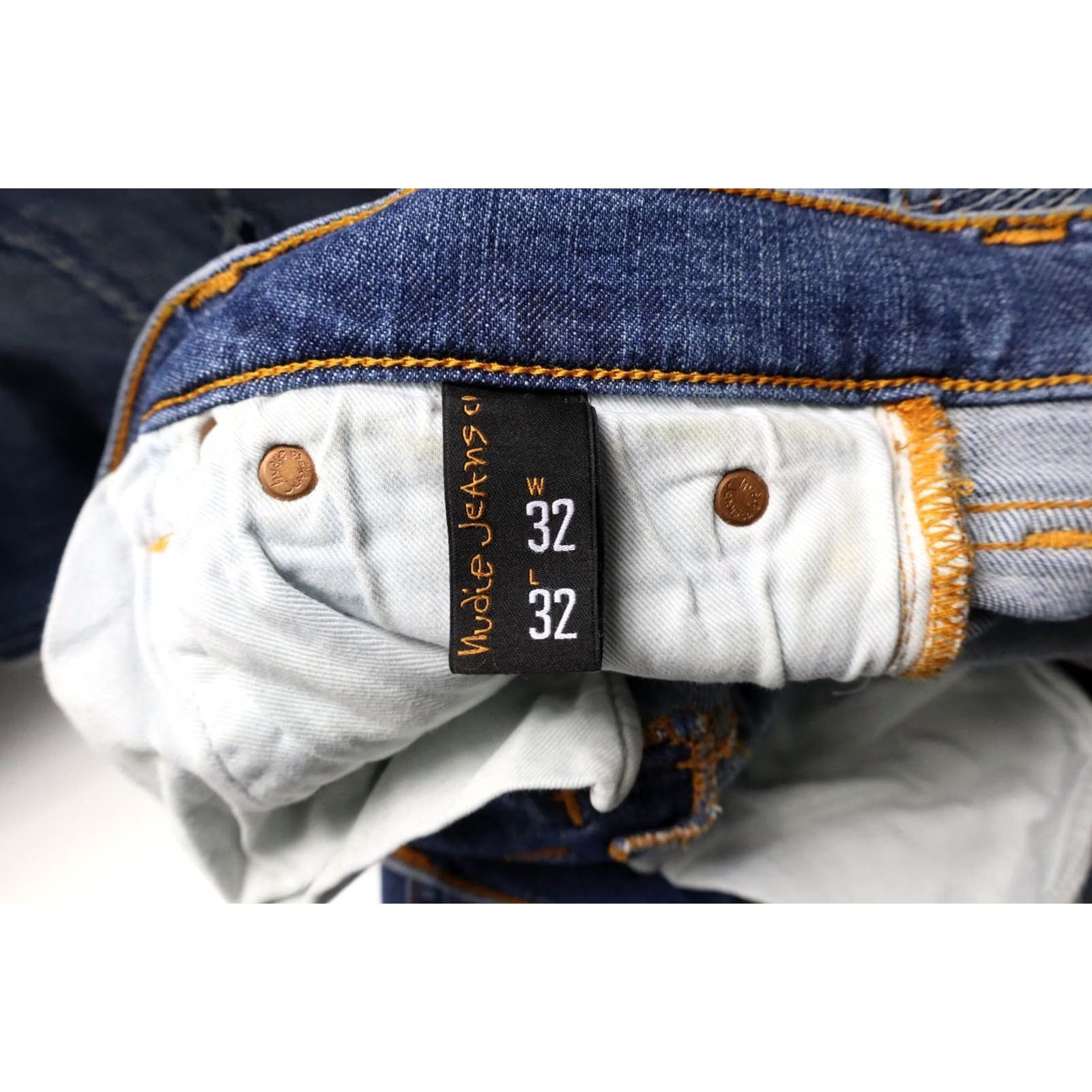 Nudie Jeans NUDIE Jeans Men's W32/L32 Blue Tapered Distressed Faded Whiskers Zip Fly Jeans Size US 32 / EU 48 - 6 Thumbnail