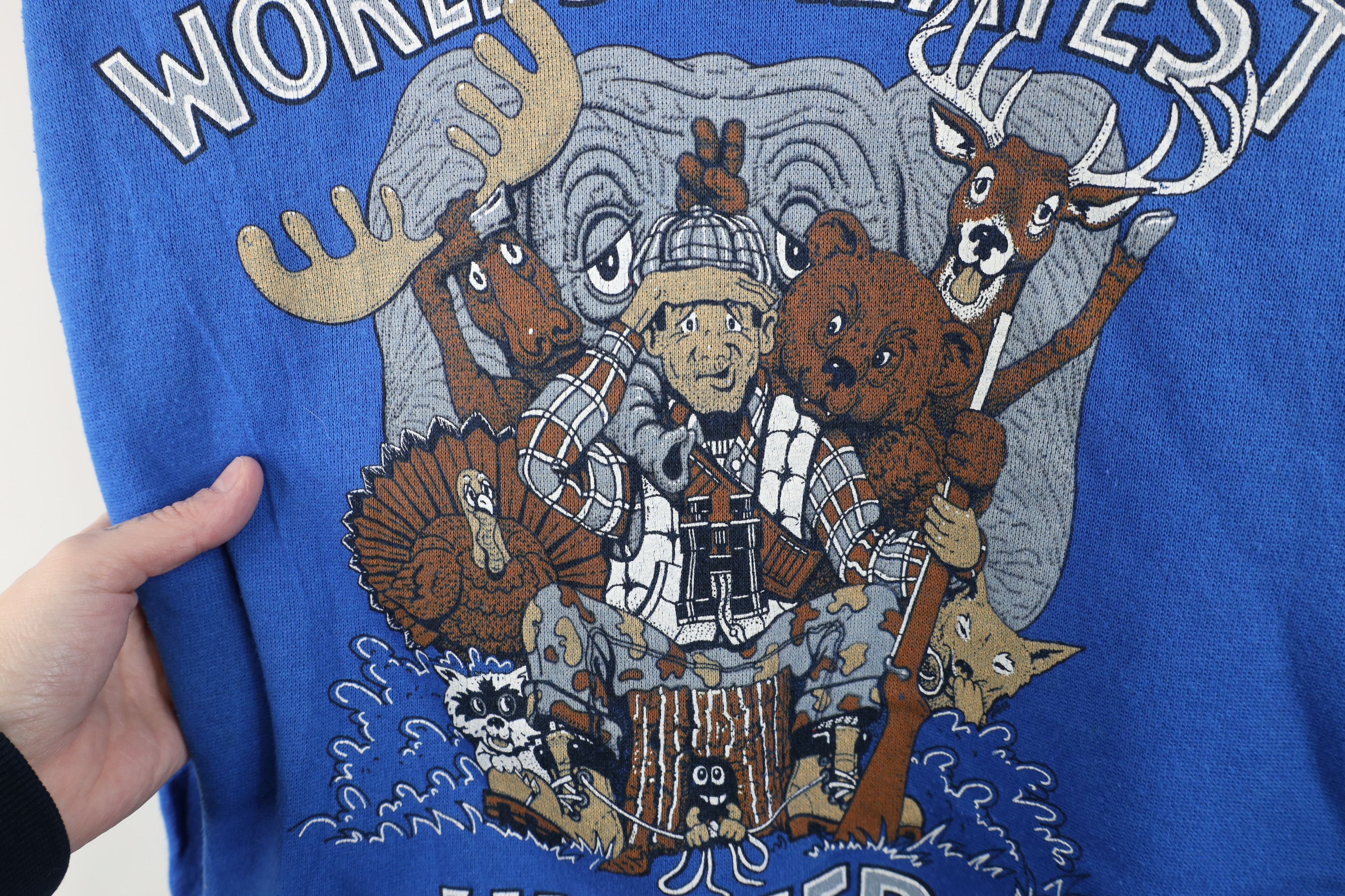 Vintage Vintage 90s Greatest Hunter Hunting Sweatshirt Blue USA Size US XL / EU 56 / 4 - 5 Thumbnail