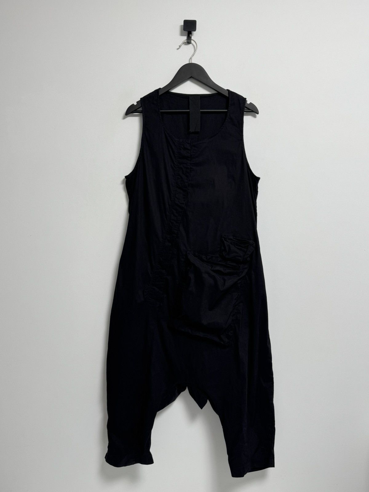 RUNDHOLZ DIP ASYMMETRIC BUTTON-DOWN SLEEVELESS JUMPSUIT