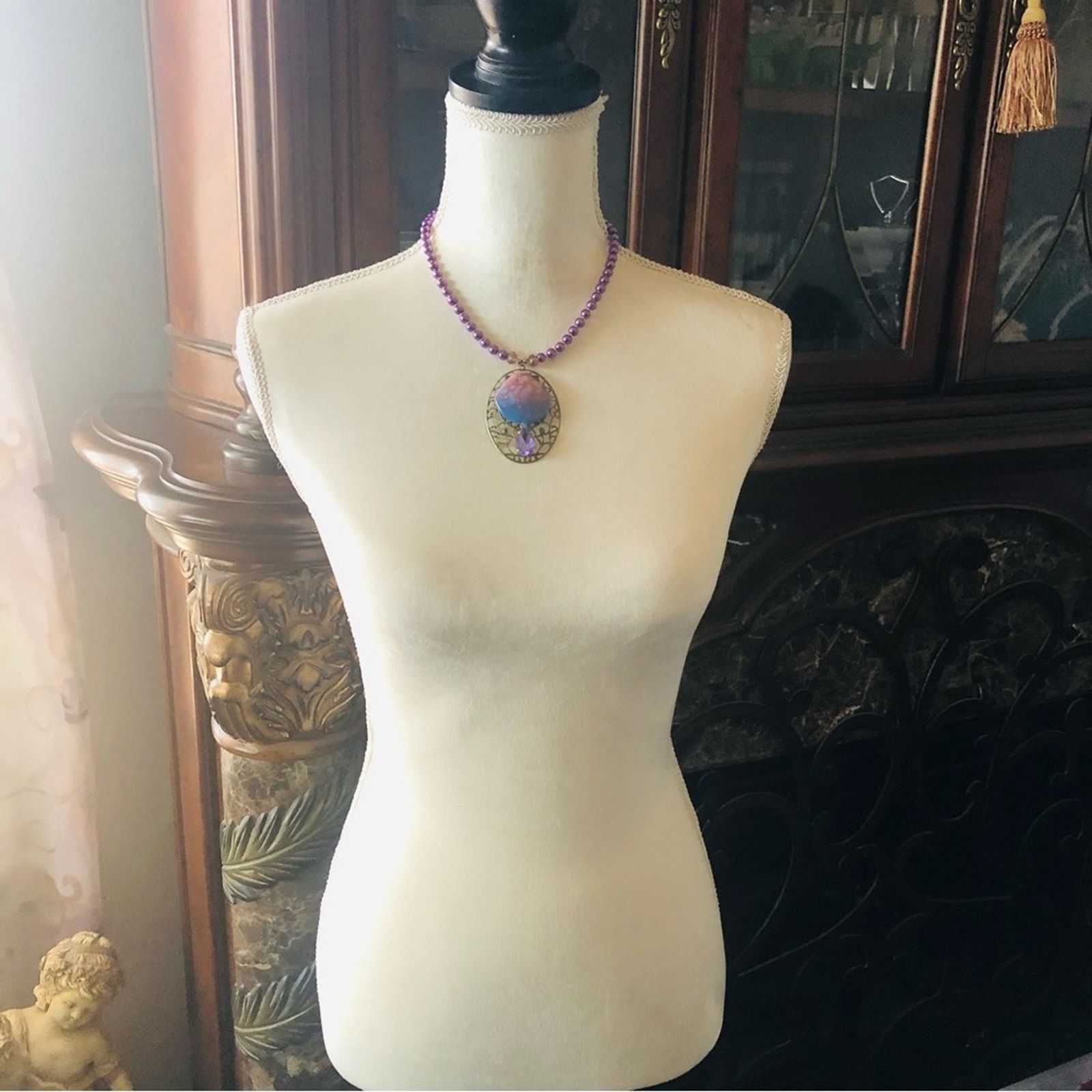 Handmade Handcrafted repurpose ombré porcelain Pearl necklace Size ONE SIZE - 7 Thumbnail