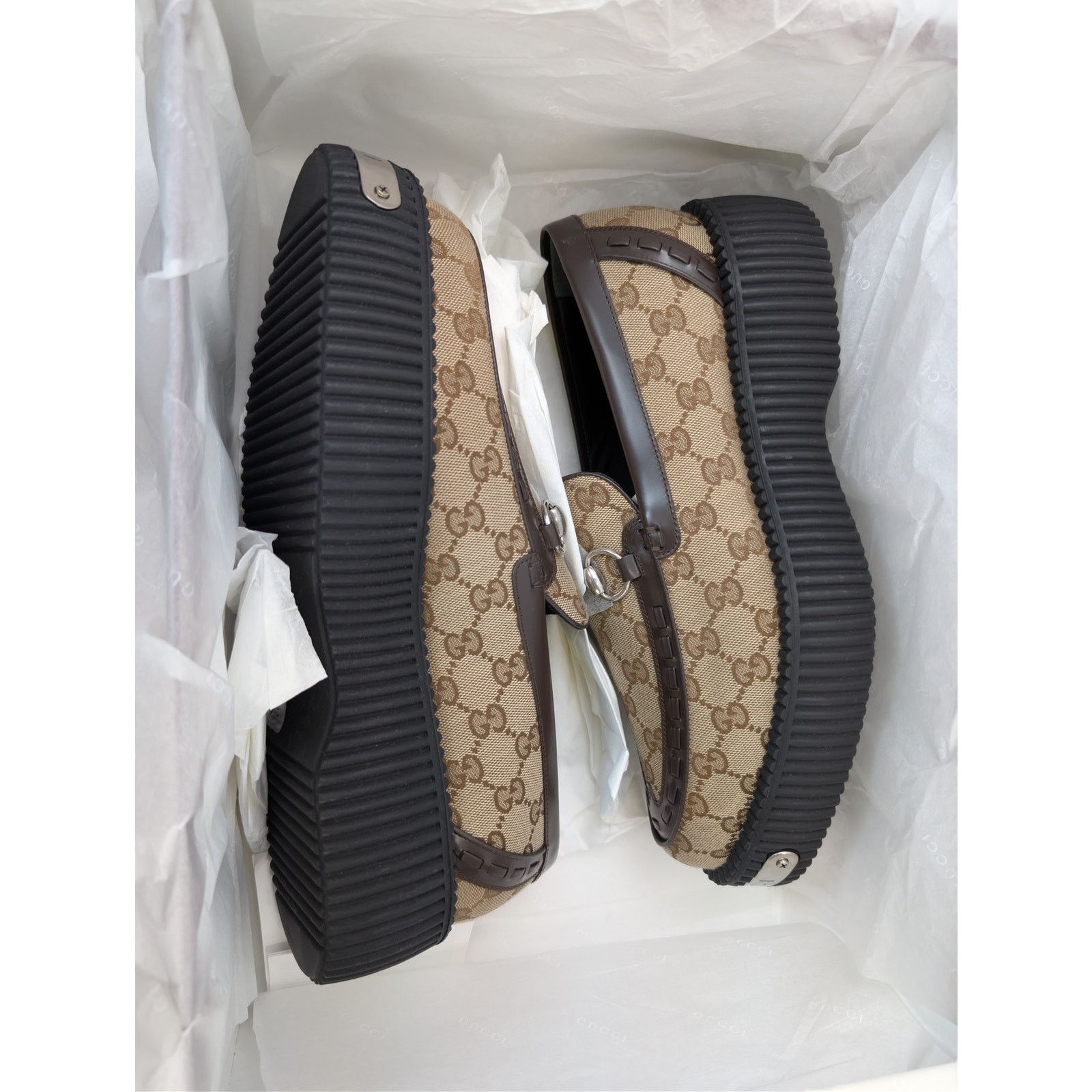 Gucci o1rshd1 GG canvas Moccasin Fabric Creeper Loafers Boots Size US 11 / EU 44 - 18 Thumbnail