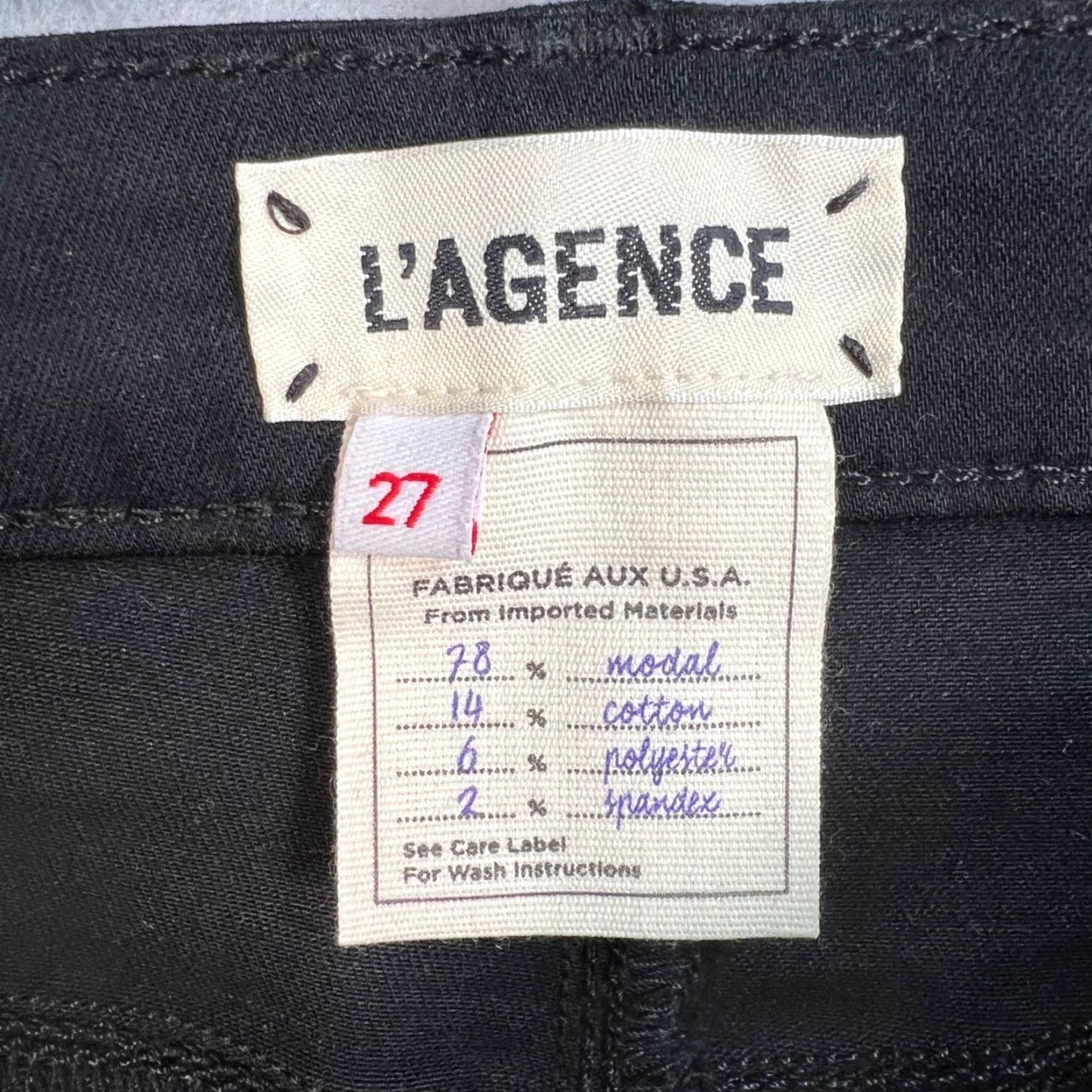 L'AGENCE L'Agence Womens 27 Margot High-Rise Skinny Coated Black Jeans Shirt? Size 27" / US 4 / IT 40 - 3 Thumbnail