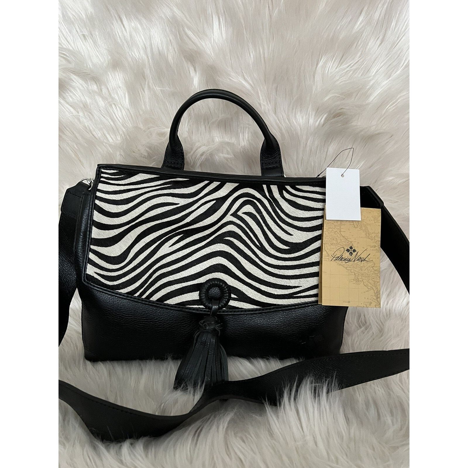 Patricia Nash Patricia Nash Top Handle Satchel zebra haircalf bag A373035 Size ONE SIZE - 3 Thumbnail