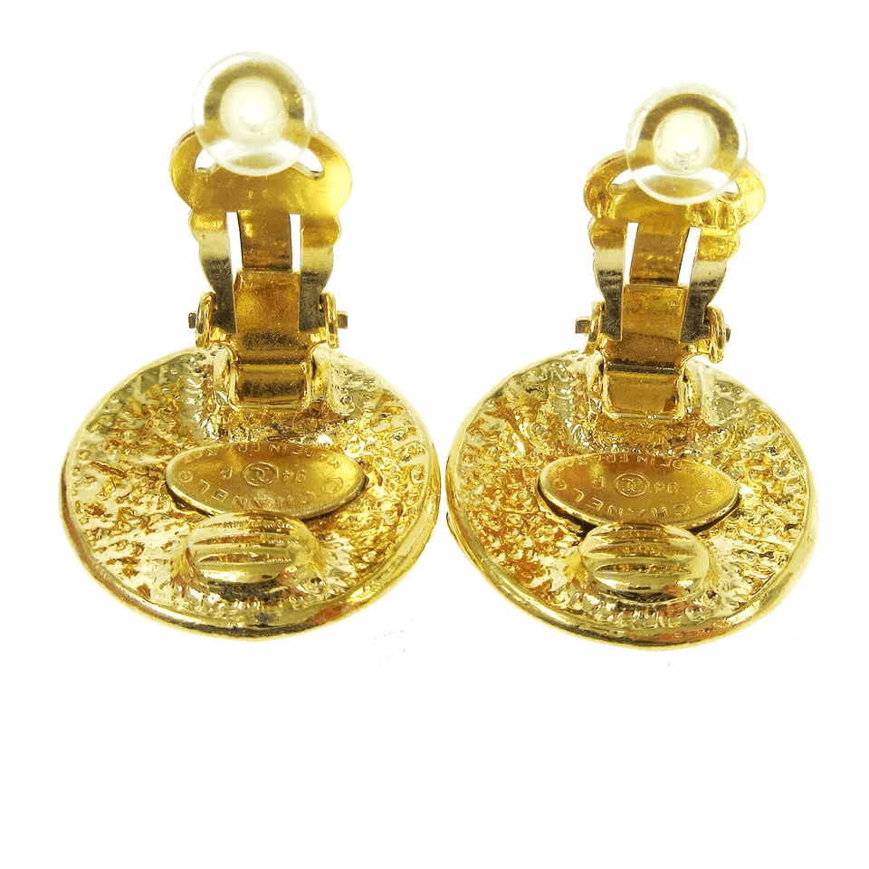 Chanel CHANEL CC Logos Button Motif Earrings Gold-Tone Size ONE SIZE - 2 Thumbnail