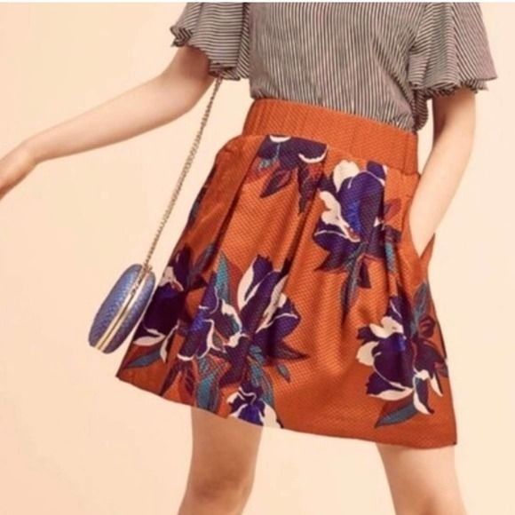 Anthropologie Anthropologie Maeve Textured Skirt Pockets Back Zipper 4 Ora Size 27" / US 4 / IT 40 - 8 Thumbnail