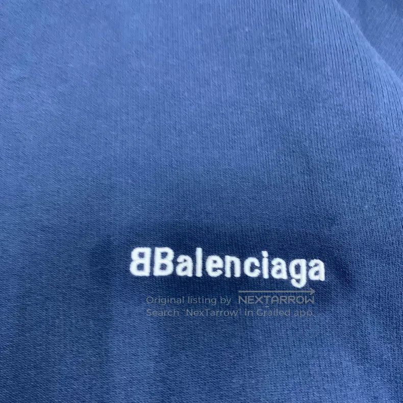 Balenciaga Balenciaga Blue Embroidered Small Logo Hooded Sweatshirt Size US L / EU 52-54 / 3 - 8 Thumbnail