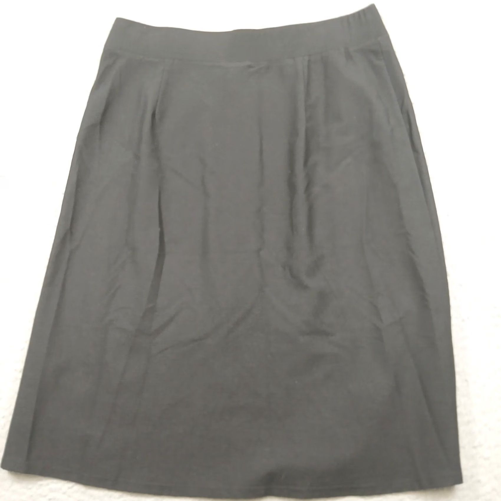 Eileen Fisher Eileen Fisher S320 Black Viscose Nylon Stretch A-Line Midi Skirt Womens S EUC Size 28" / US 6 / IT 42 - 3 Thumbnail