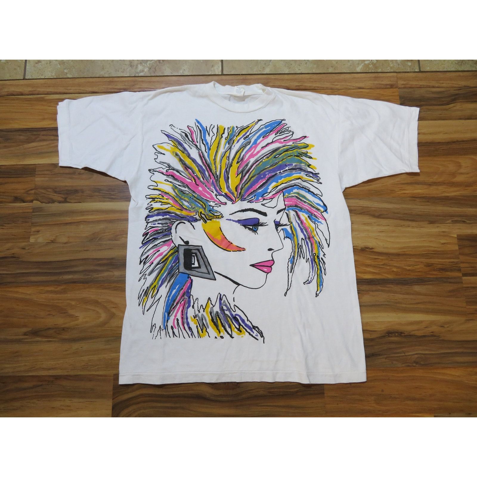 Other Big Print Unkown Artist Embellished Colorful T-shirt L 90s Size US L / EU 52-54 / 3 - 1 Thumbnail