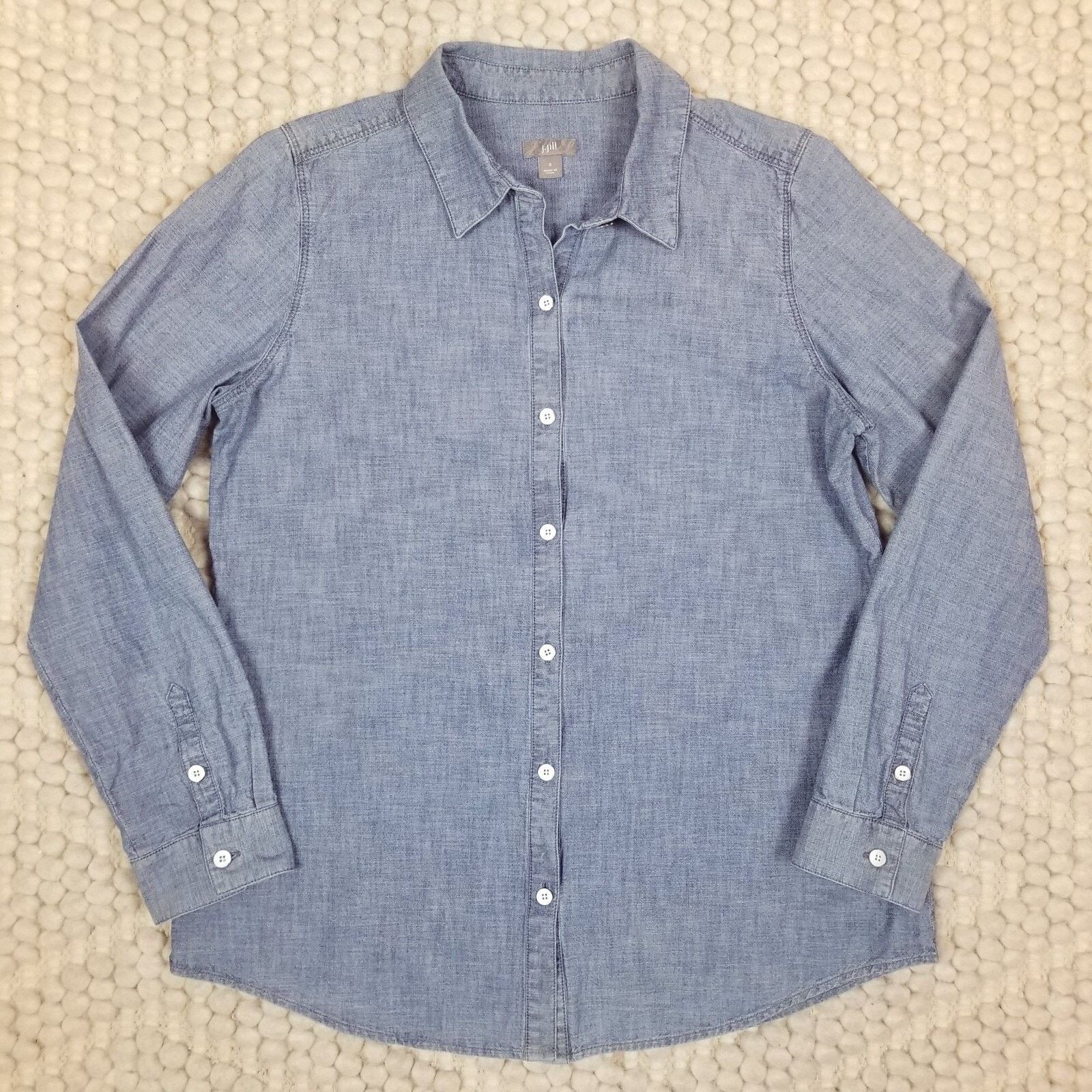 Other J. Jill Chambray Button Front Shirt Light Blue Sz Small Size S / US 4 / IT 40 - 6 Thumbnail