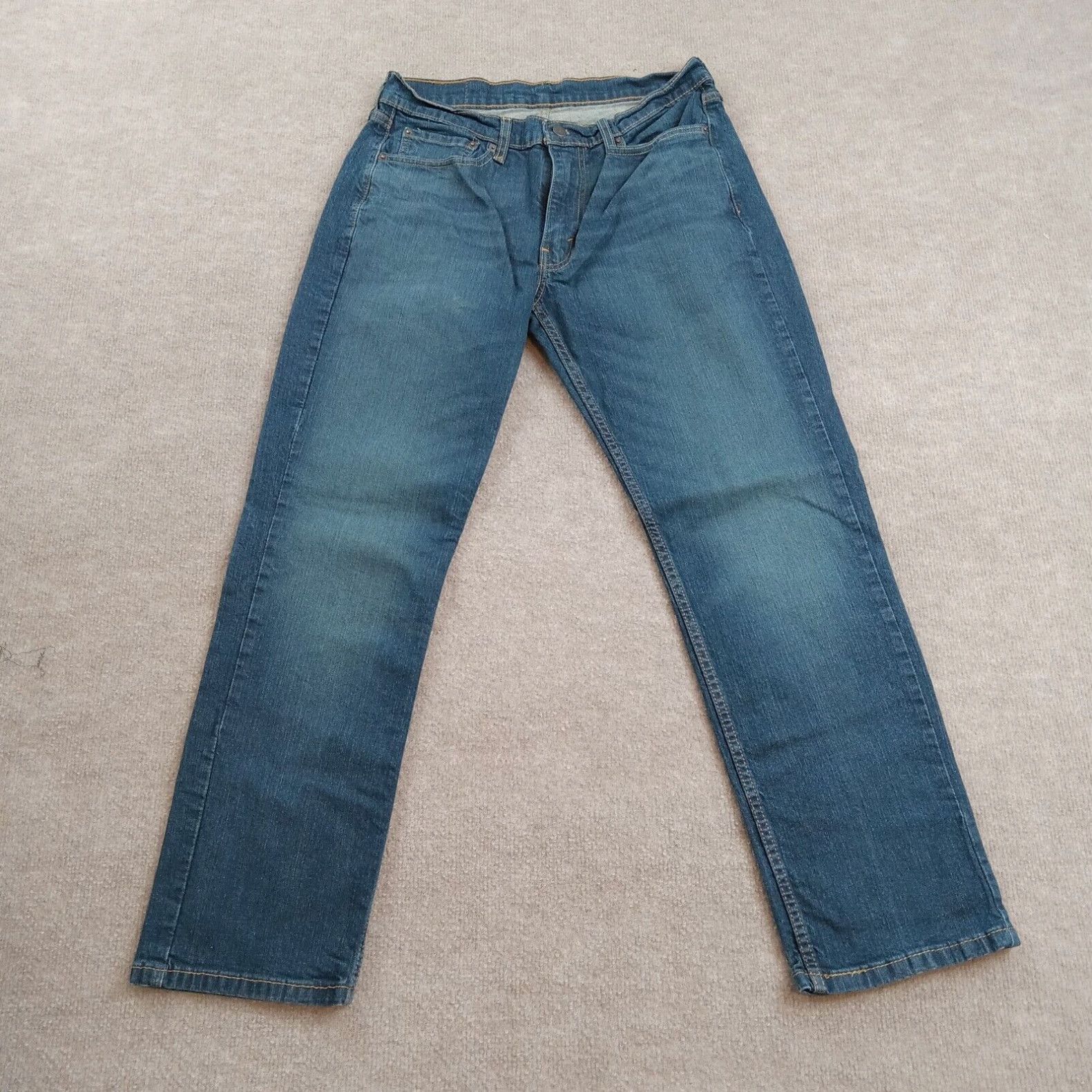 Levi's Levis 514 Jeans Mens 33x30 (33x28 Actual) Blue Denim Straight Leg Casual Stretch Size US 33 - 1 Preview