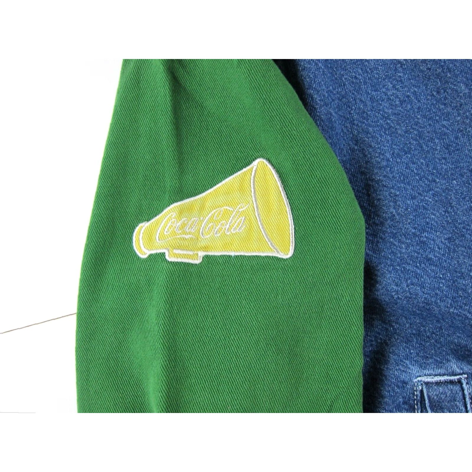 Vintage Coca-Cola Green Blue Denim Embroidered 1986 Varsity Jean Jacket Women Small Size 28" / US 6 / IT 42 - 6 Thumbnail
