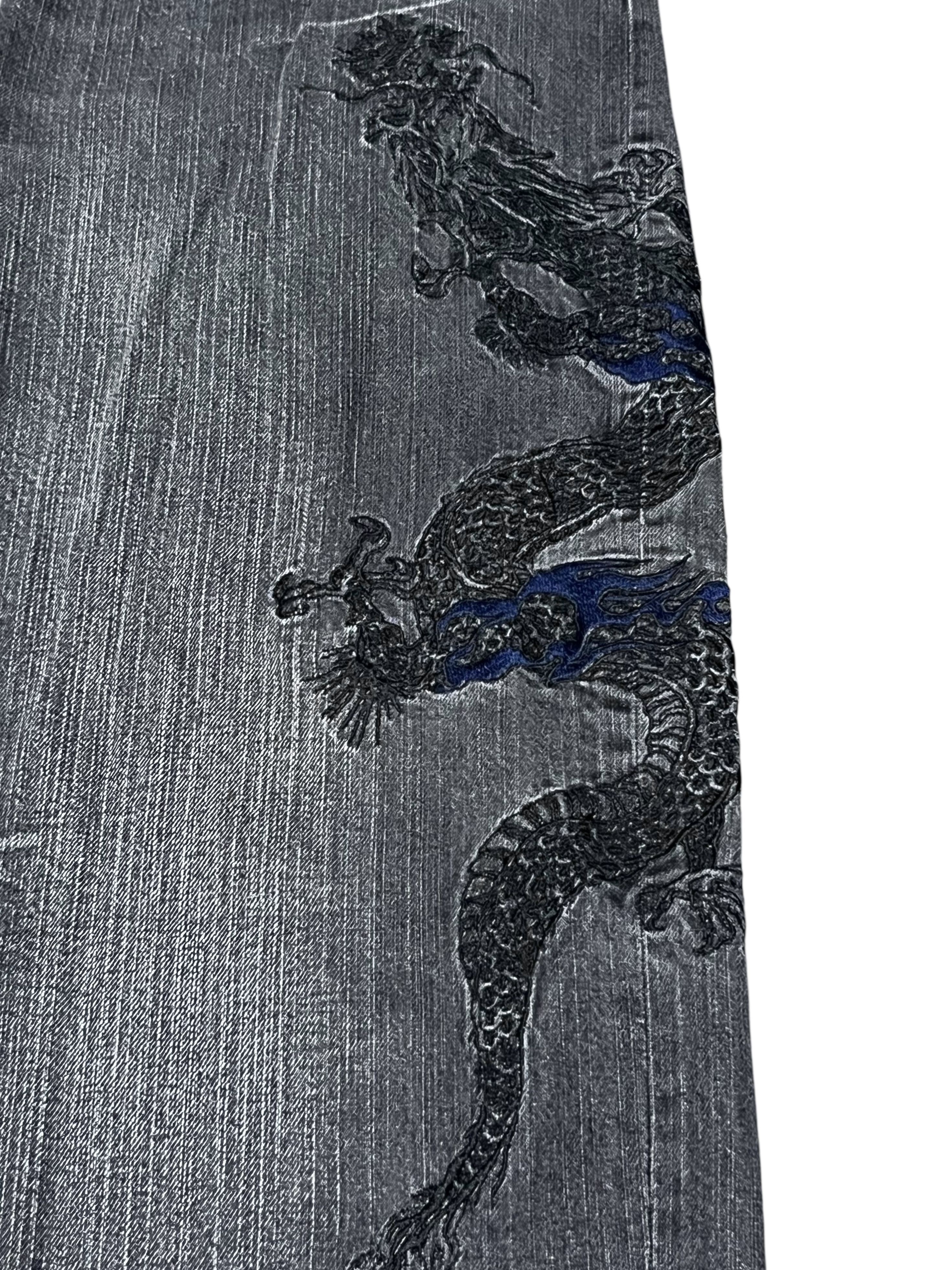 Dragonfly Sukajan Embroidery Black Dragon Tattoo Wear Denim Karakuri Size US 38 / EU 54 - 6 Thumbnail