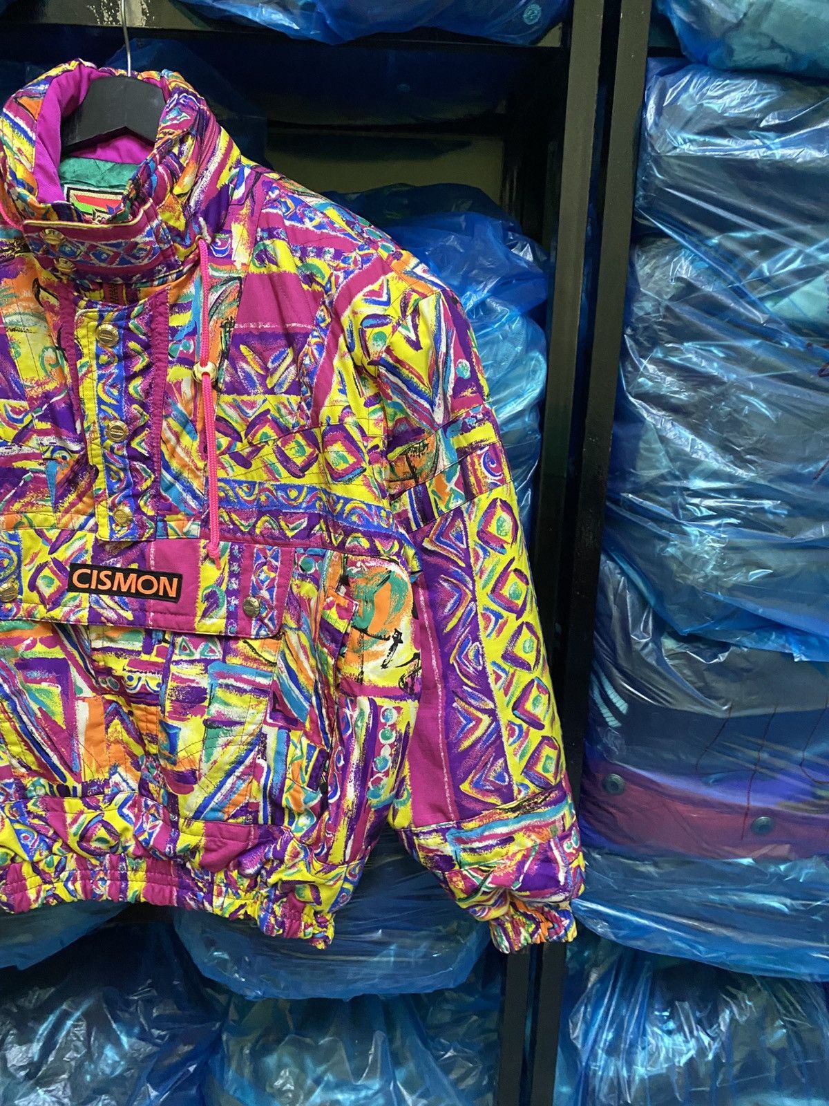 Vintage Vintage Cismon Ski Jacket Neon Abstract Print Winter Puffer Size US S / EU 44-46 / 1 - 4 Thumbnail
