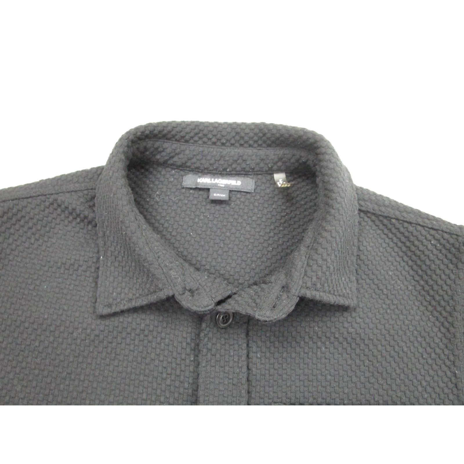 Karl Lagerfeld Karl Lagerfeld Paris Shirt Mens Small Black Textured Knit Button Front Pocket Size US S / EU 44-46 / 1 - 3 Thumbnail