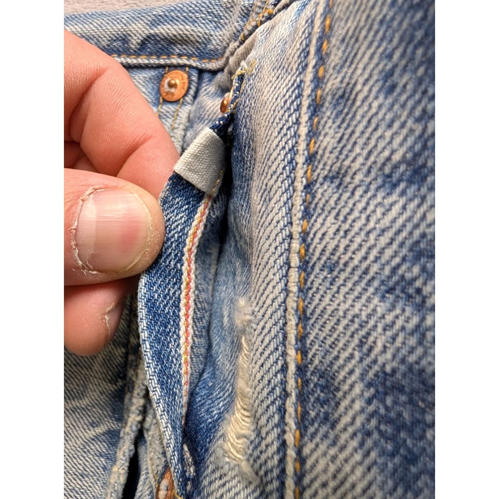 American Eagle Outfitters American Eagle Outfitters Jeans Mens 32x30 Light Blue Wash Button Fly Denim Slim Selvedge 5-Pocket Blue 32 Inseam Mid Rise Straight Regular Mens Jeans Size US 32 / EU 48 - 5 Thumbnail