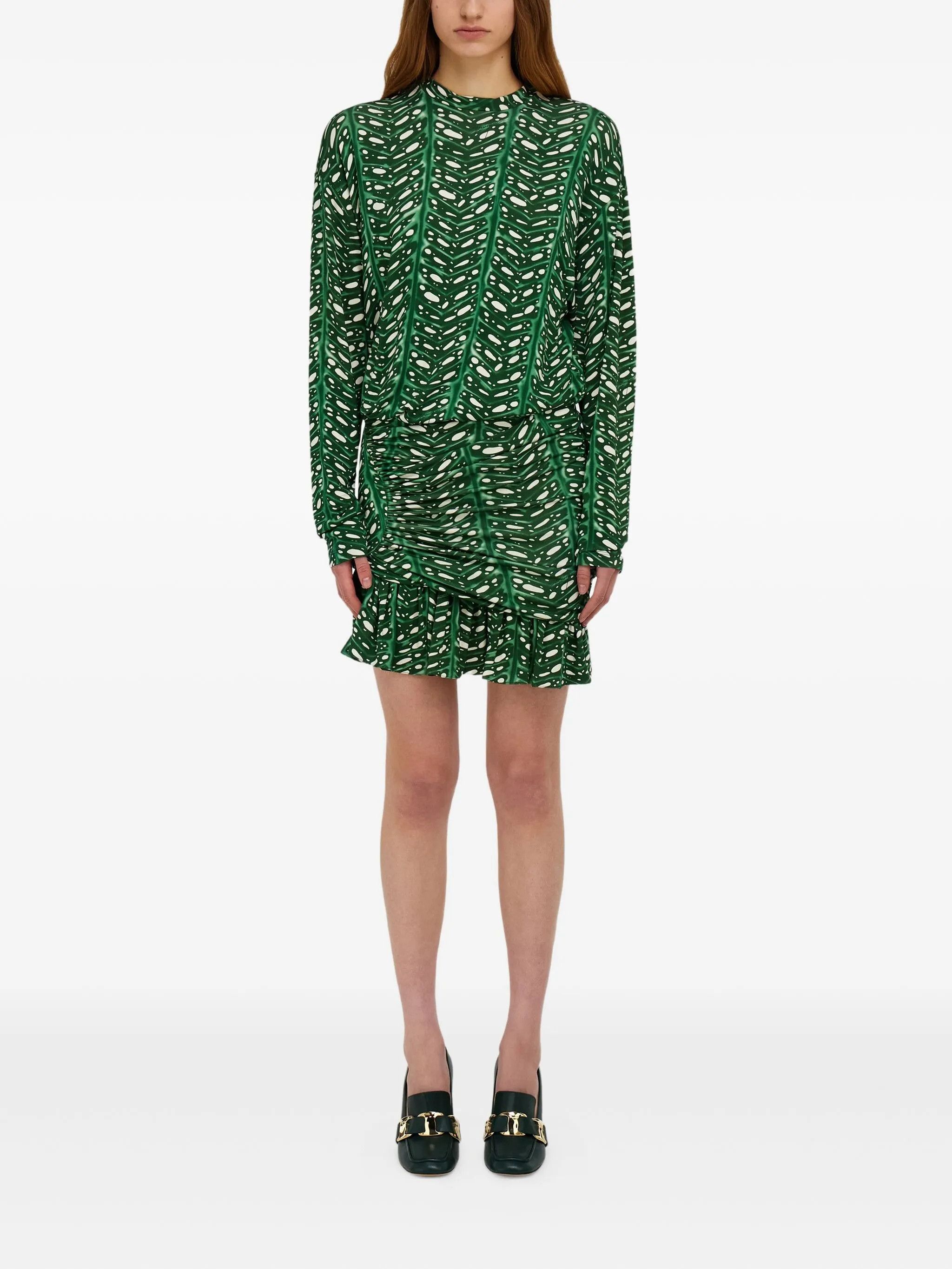 Salvatore Ferragamo o1s1rm0426 Mini Dress in Green Size L / US 10 / IT 46 - 2 Thumbnail