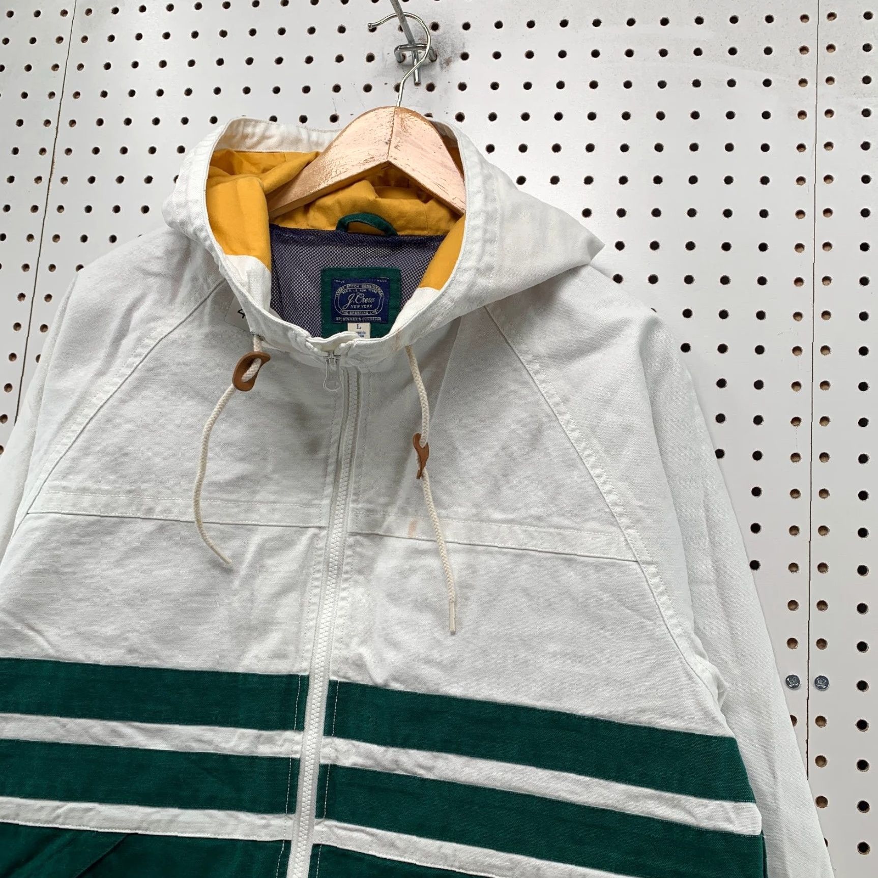 J.Crew J.CREW Jacket Mens Large White Canvas Sportsmen Topsail Colorblock Heavy Thick Size US L / EU 52-54 / 3 - 6 Thumbnail