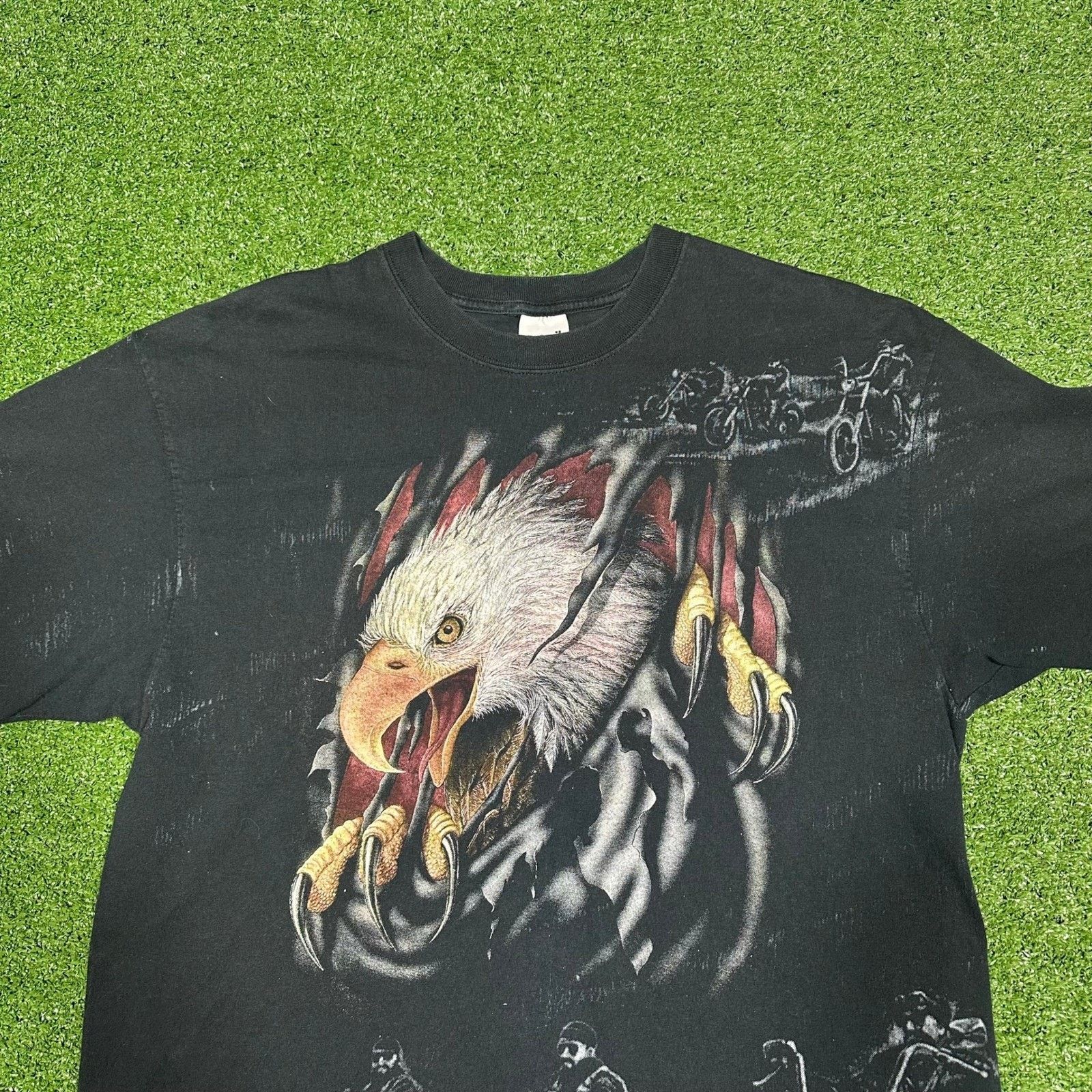 Anvil Vintage 90s Bald Eagle Break Biker AOP Men's XL Size US XL / EU 56 / 4 - 19 Thumbnail