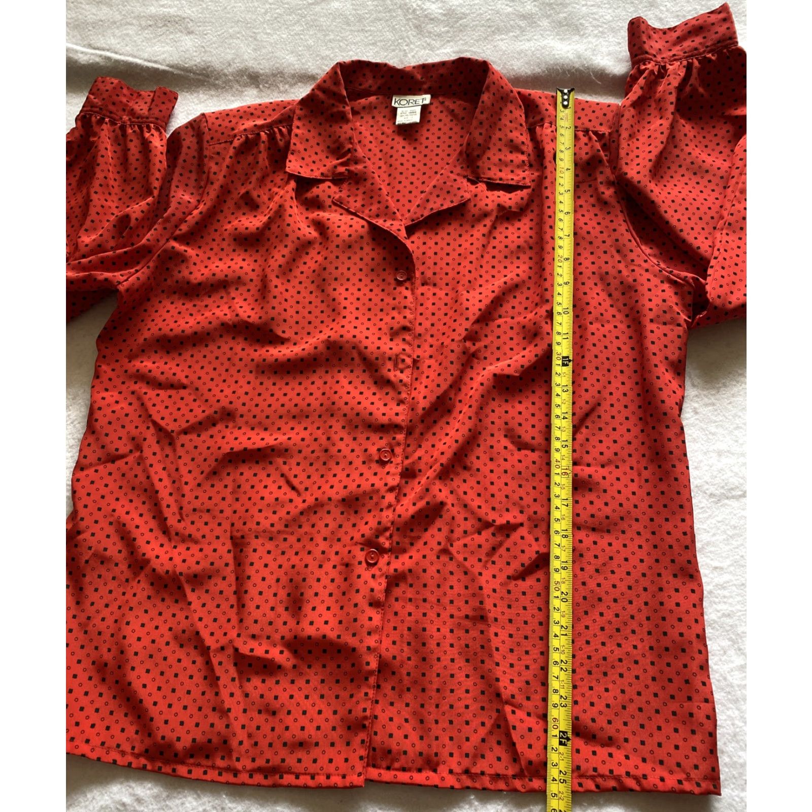 Vintage VINTAGE Koret Button Shirt Women’s 12 Blouse Red Polka Dot Long Balloon Sleeve Collared 90s Chic Womens Size XL / US 12-14 / IT 48-50 - 6 Thumbnail