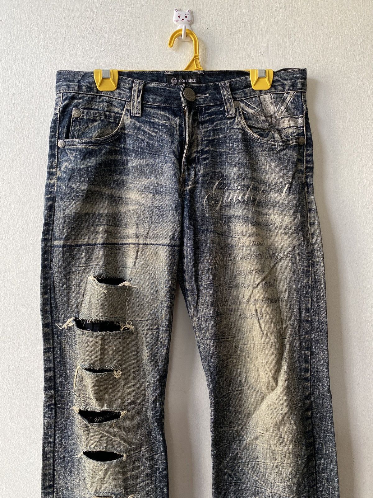 Japanese Brand Japanese Brand Root Three Skulls Design Distressed Denim Size US 32 / EU 48 - 3 Thumbnail