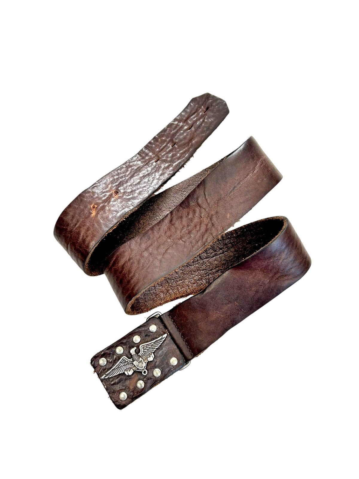 Vintage 70s 80s Vintage Brown Leather Metal Eagle Belt Retro Size ONE SIZE - 1 Thumbnail