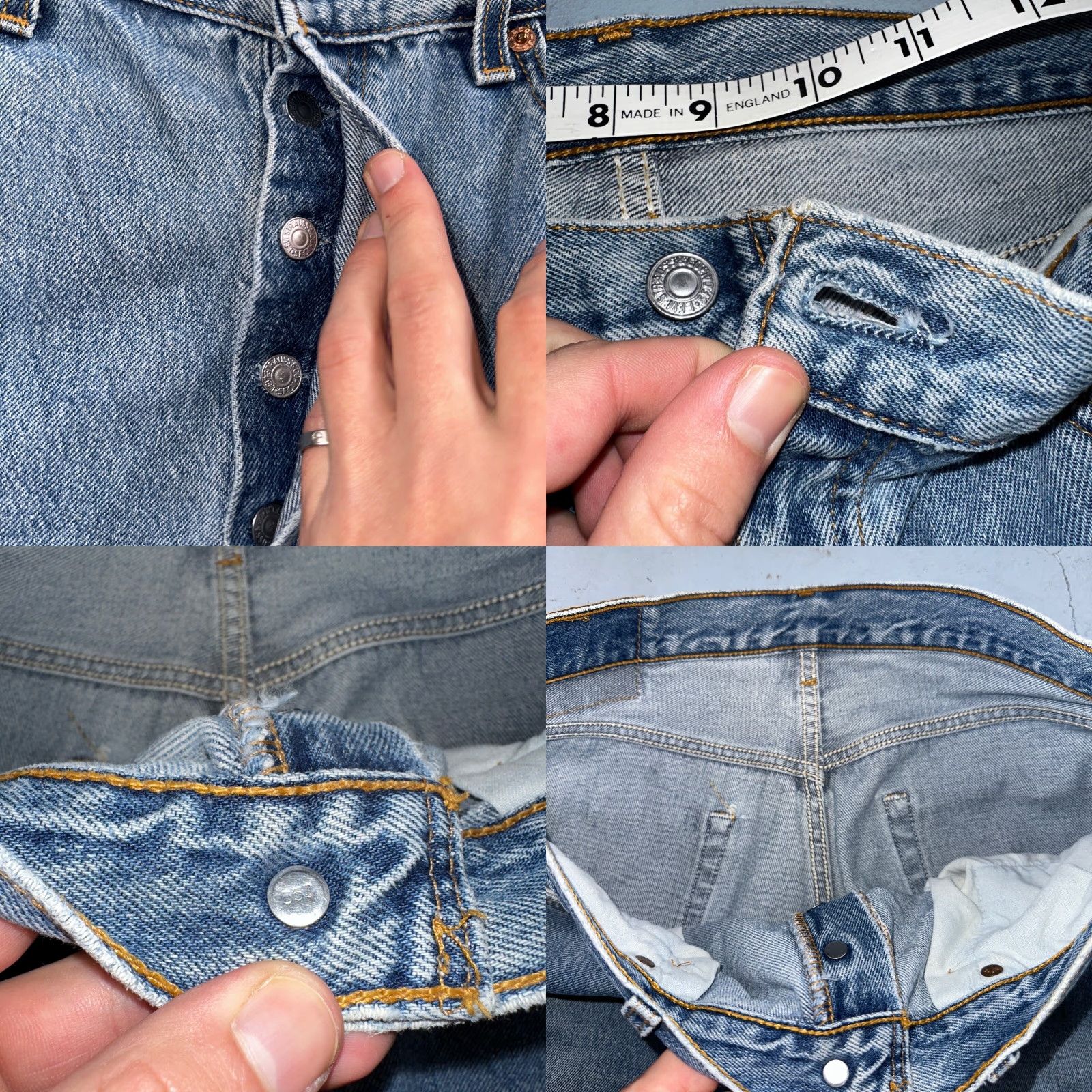 Levi's VINTAGE Levi's 501 Jeans 34x30 Light Blue Wash USA 90s Straight Relacing Classic Fit Men/Adult Denim 30 Inseam Blue Size US 34 / EU 50 - 8 Thumbnail