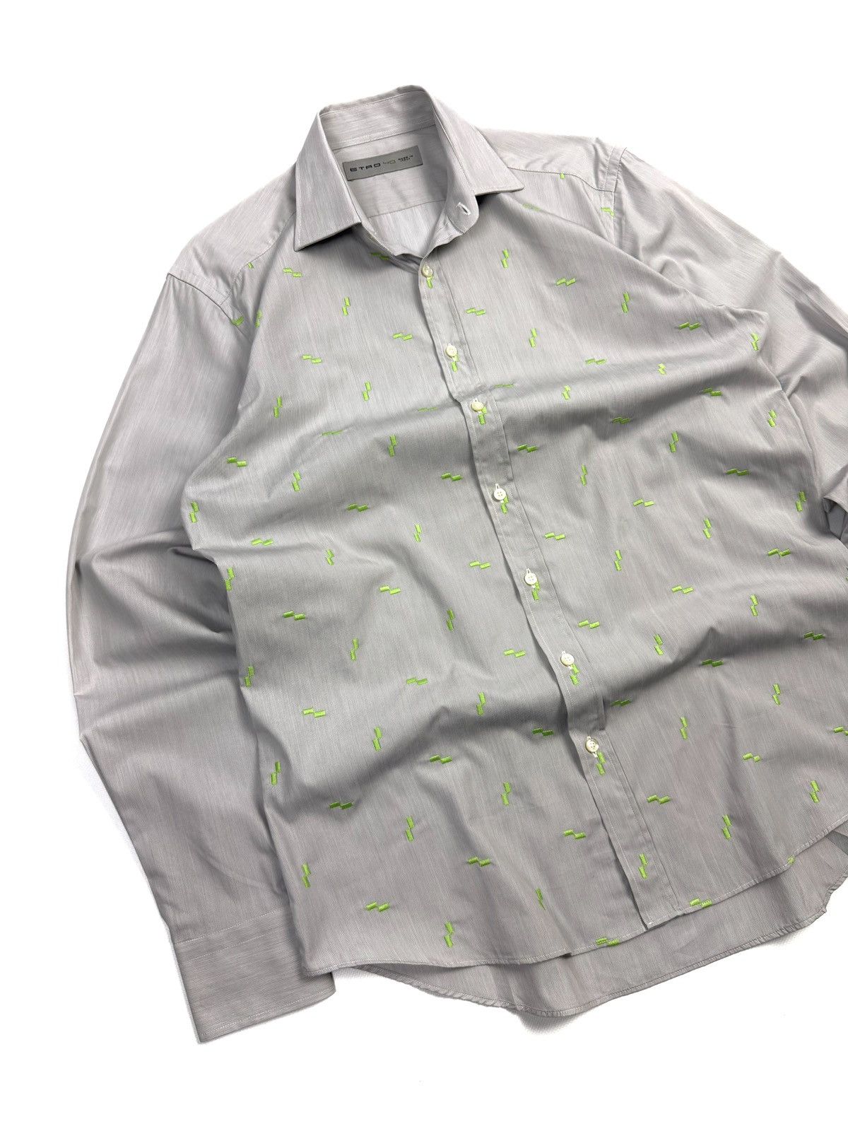 Etro Rare ETRO Luxury Cotton Button-Up Shirt Gray Italy Vintage Size US L / EU 52-54 / 3 - 6 Thumbnail