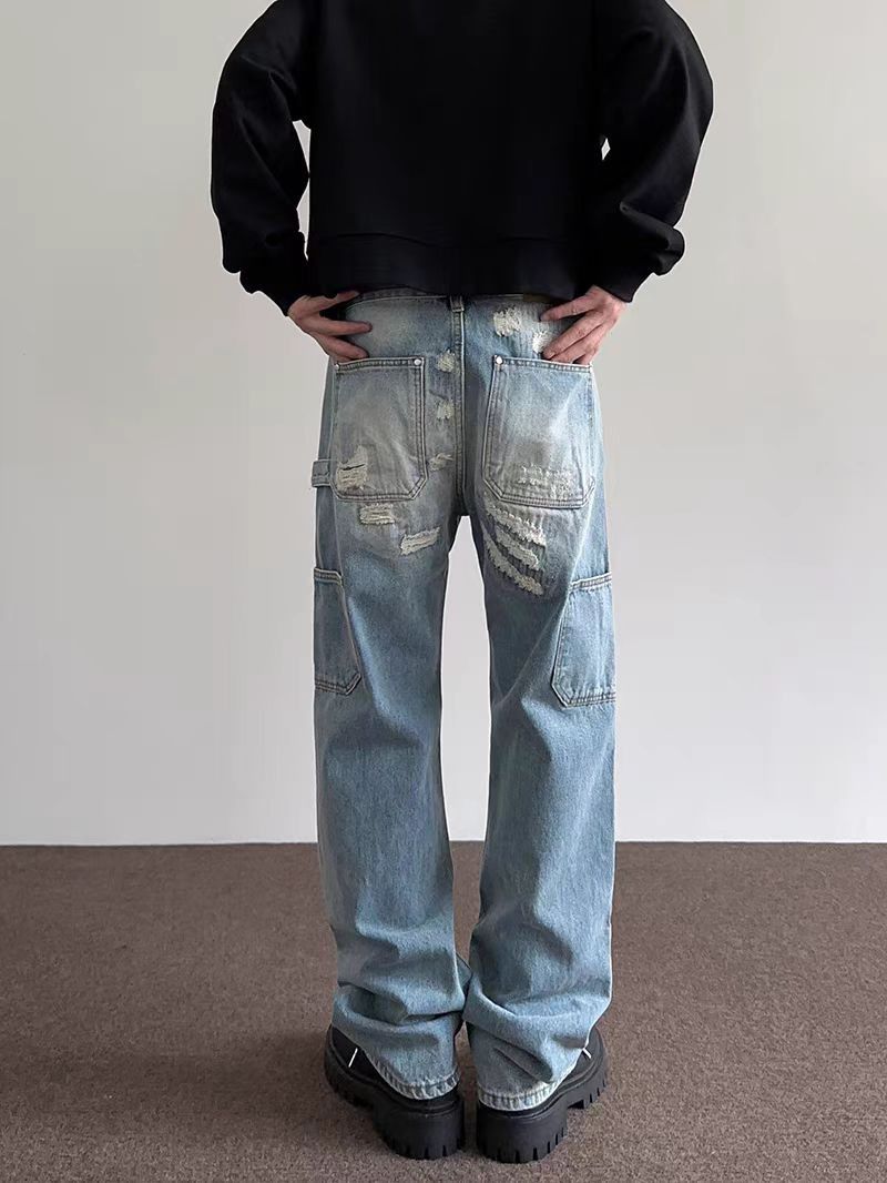 Japanese Brand × Jean Washed and ripped fringe hip-hop jeans Size US 34 / EU 50 - 4 Thumbnail