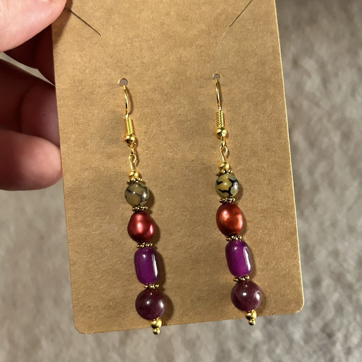 Handmade Handcrafted elegant genuine almandine garnet earrings Size ONE SIZE - 2 Thumbnail