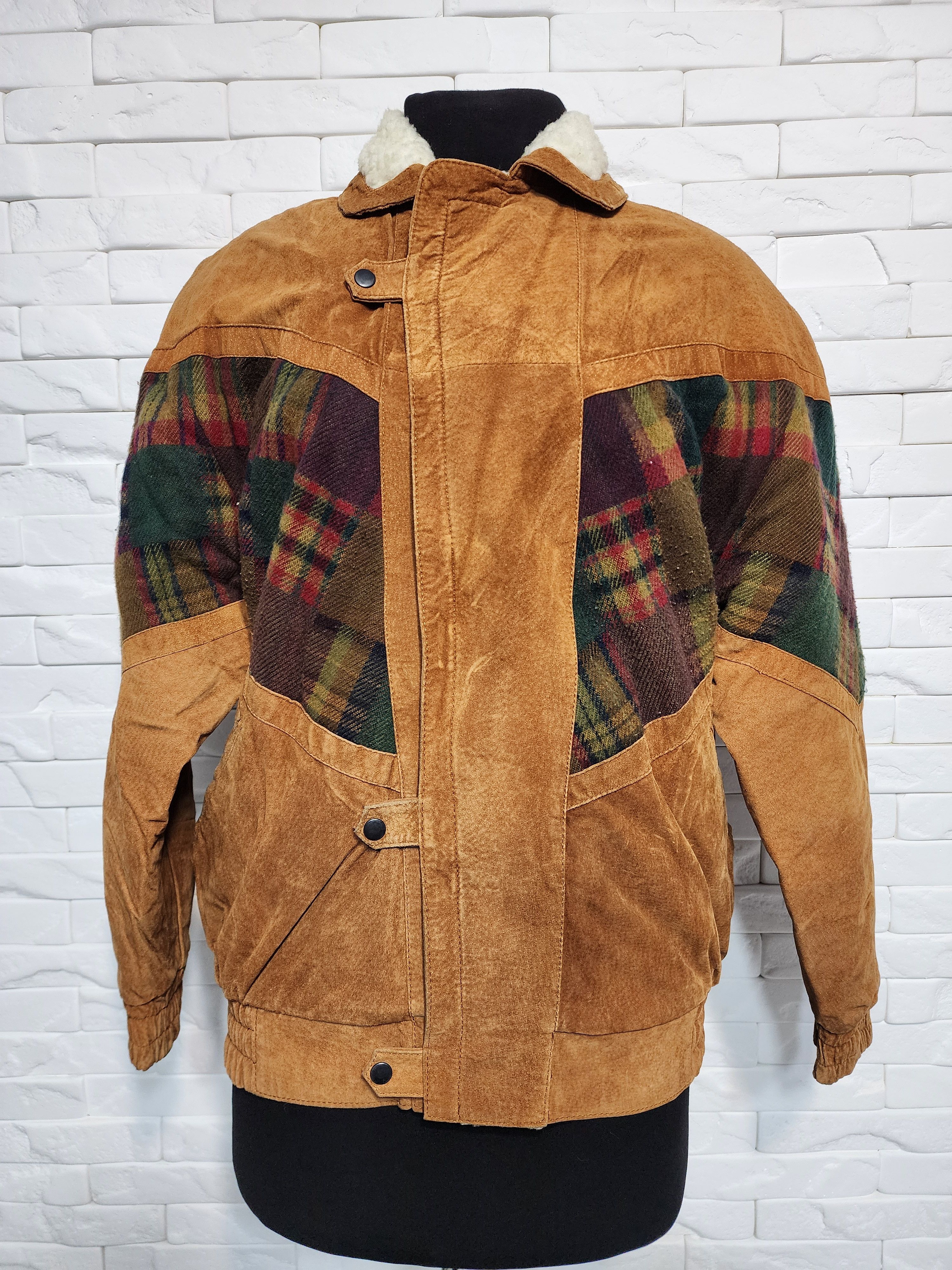Genuine Leather Men's Brown Suede Bomber Jacket: Zippered Vintage Style Size US L / EU 52-54 / 3 - 5 Thumbnail