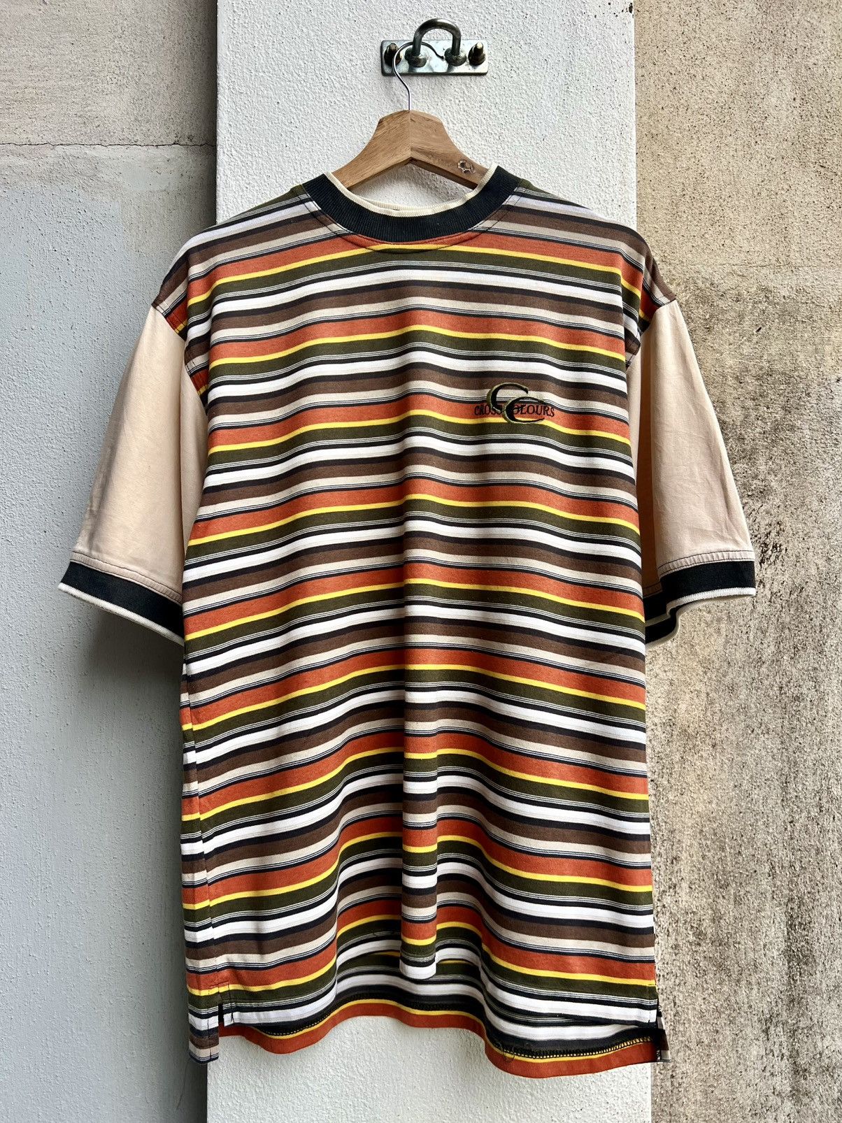 Cross Colours × Vintage VINTAGE RARE CROSS COLOURS STRIPES TEE Size US M / EU 48-50 / 2 - 1 Thumbnail