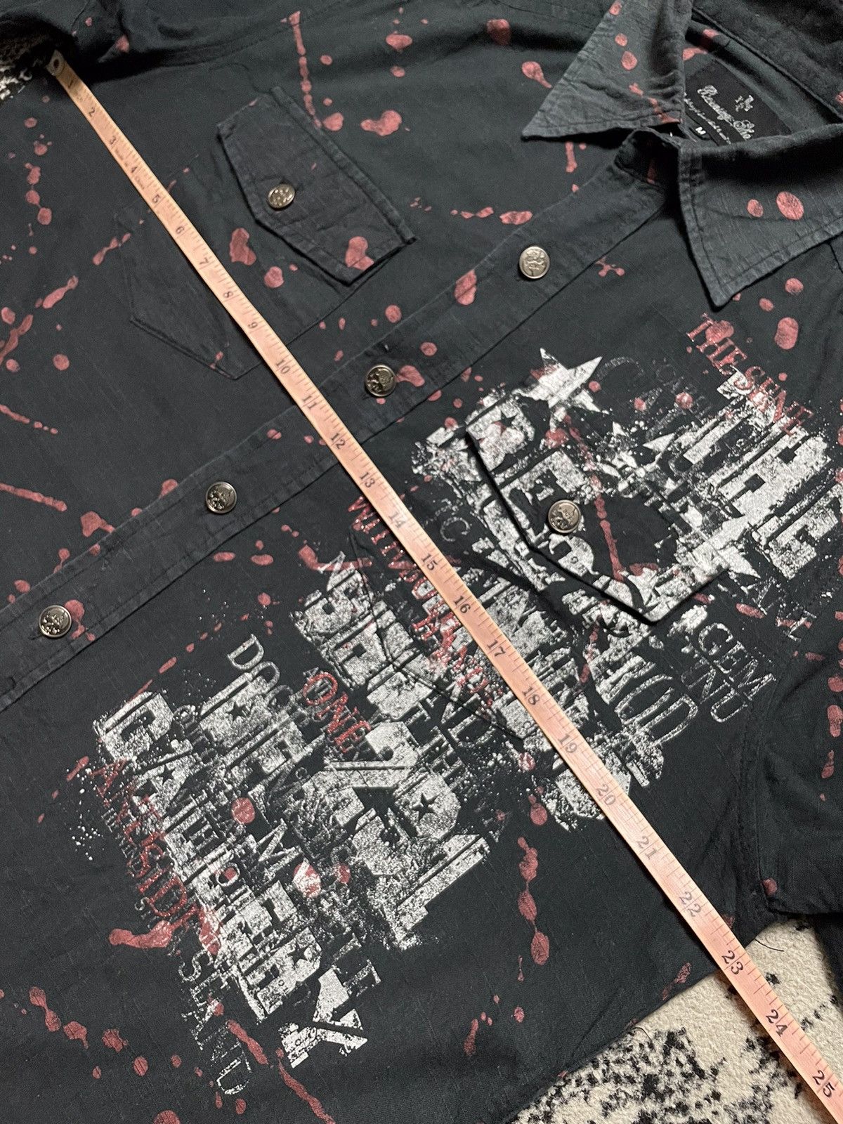 Japanese Brand × Vintage Vintage y2k bernings sho skull poem gothic punk button up Size US L / EU 52-54 / 3 - 13 Thumbnail