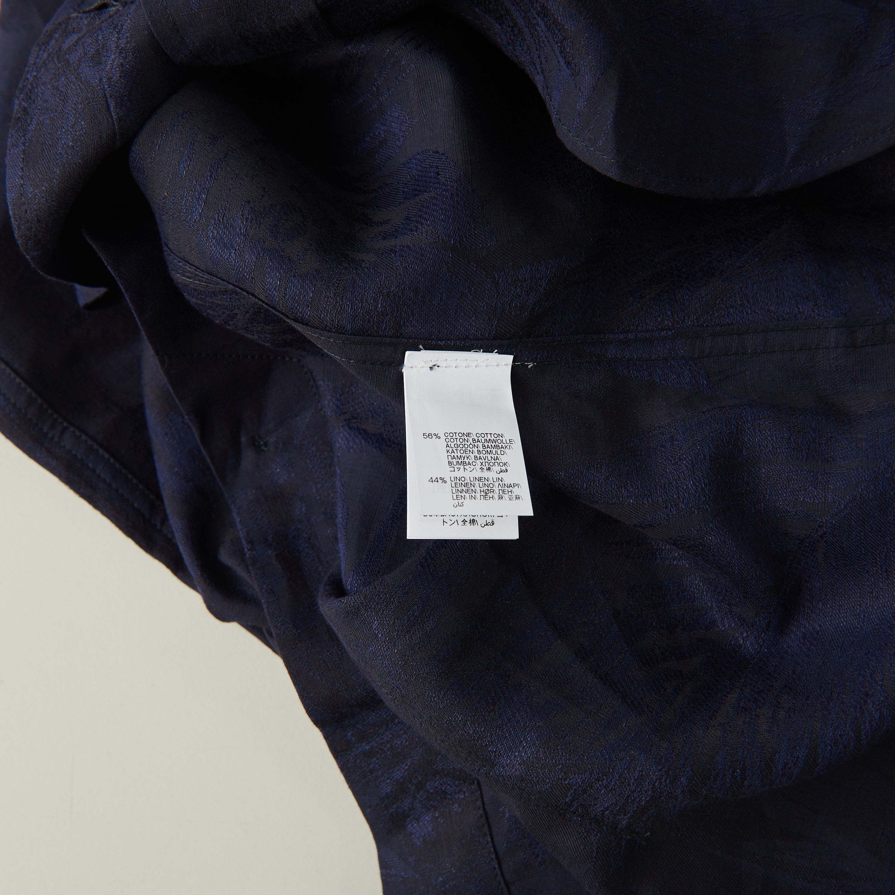 Brunello Cucinelli Palm Jacquard Slim Fit Shirt - Cotton & Linen, Spread Collar Size US XL / EU 56 / 4 - 10 Thumbnail