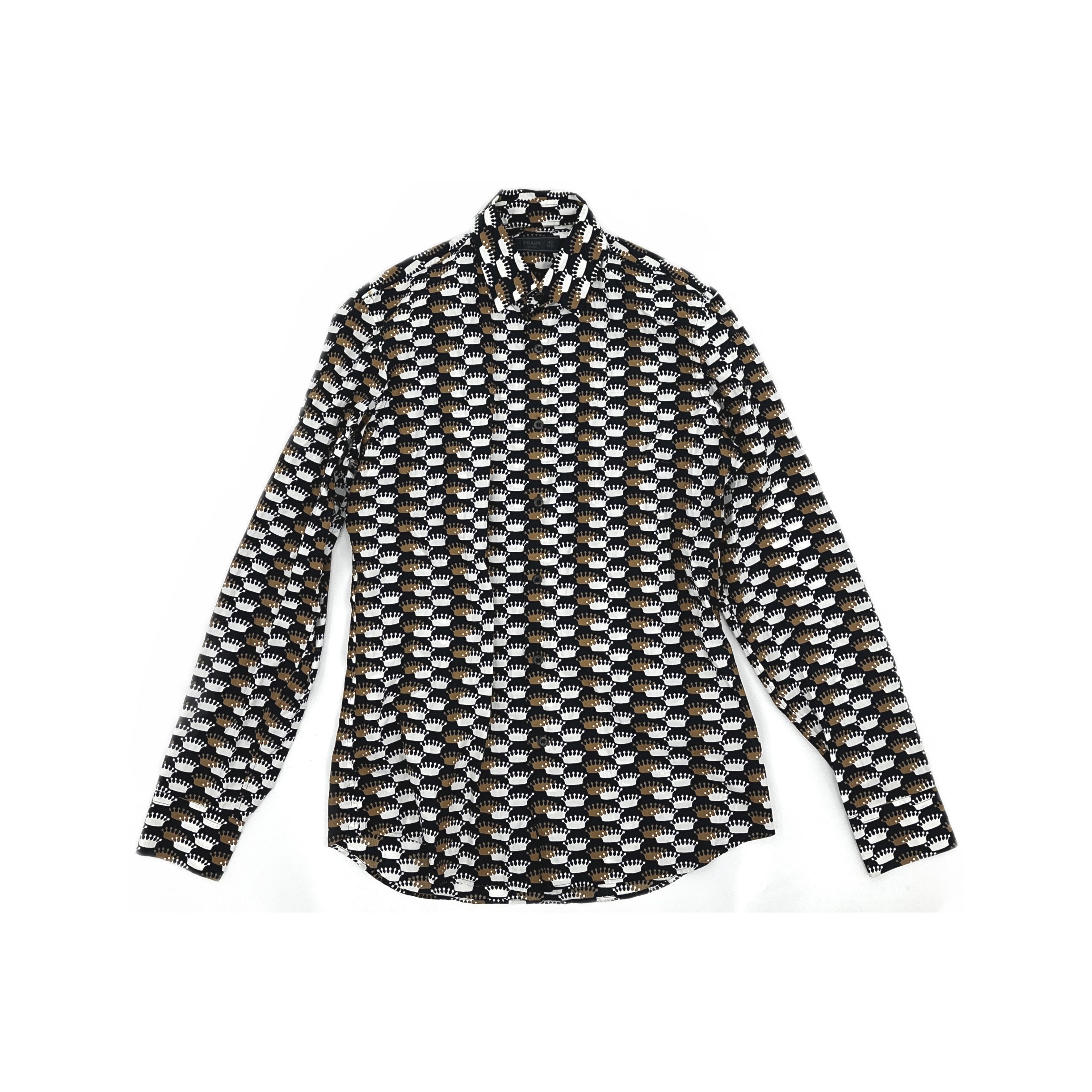 Prada Prada Crown Print Button Up Shirt Size M Size US XXS / EU 40 - 1 Thumbnail