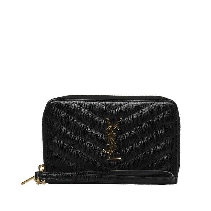 Yves Saint Laurent Saint Laurent Monogram Zip Around Wristlet Wallet ...