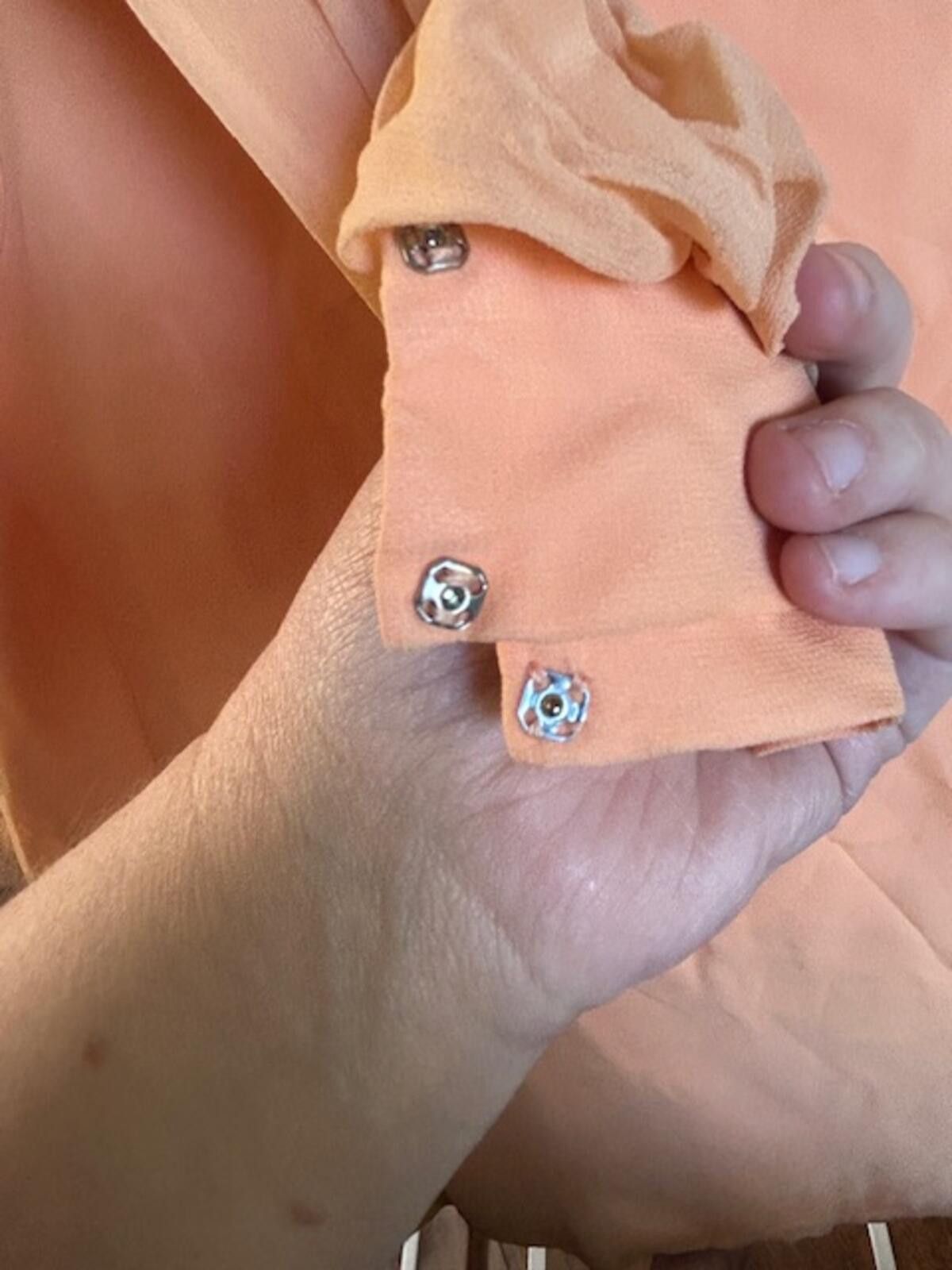 Unknown London Vtg Sylvia Ava Peach Long Sleeve Dress Pearl Embellishments Size ONE SIZE - 7 Thumbnail