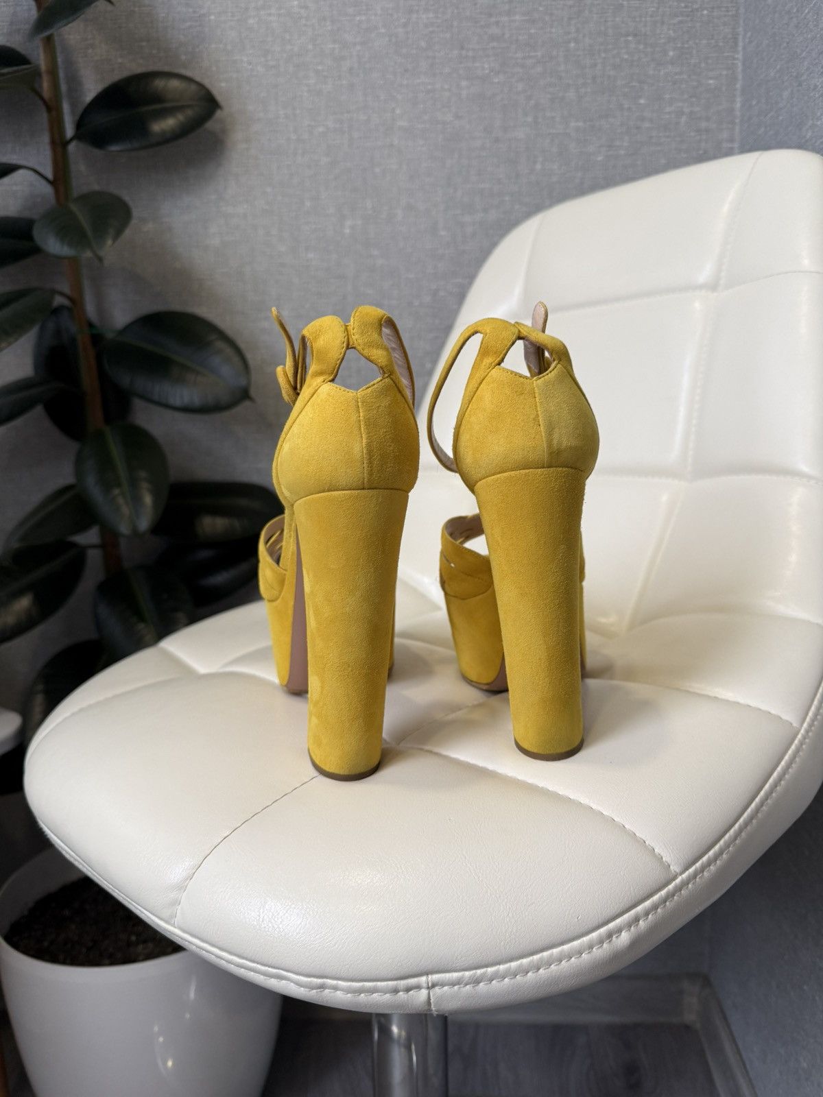 Prada Prada Yellow Suede Platform Sandals Block Heel Shoes Size 38 Size US 8 / IT 38 - 19 Thumbnail