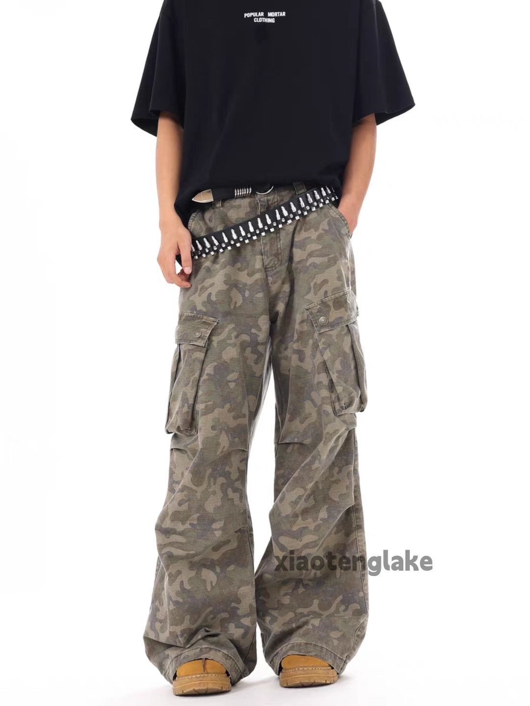 Designer × Japanese Brand × Vintage Unisex washed loose faded hiphop cargo camo pants Size US 32 / EU 48 - 4 Thumbnail